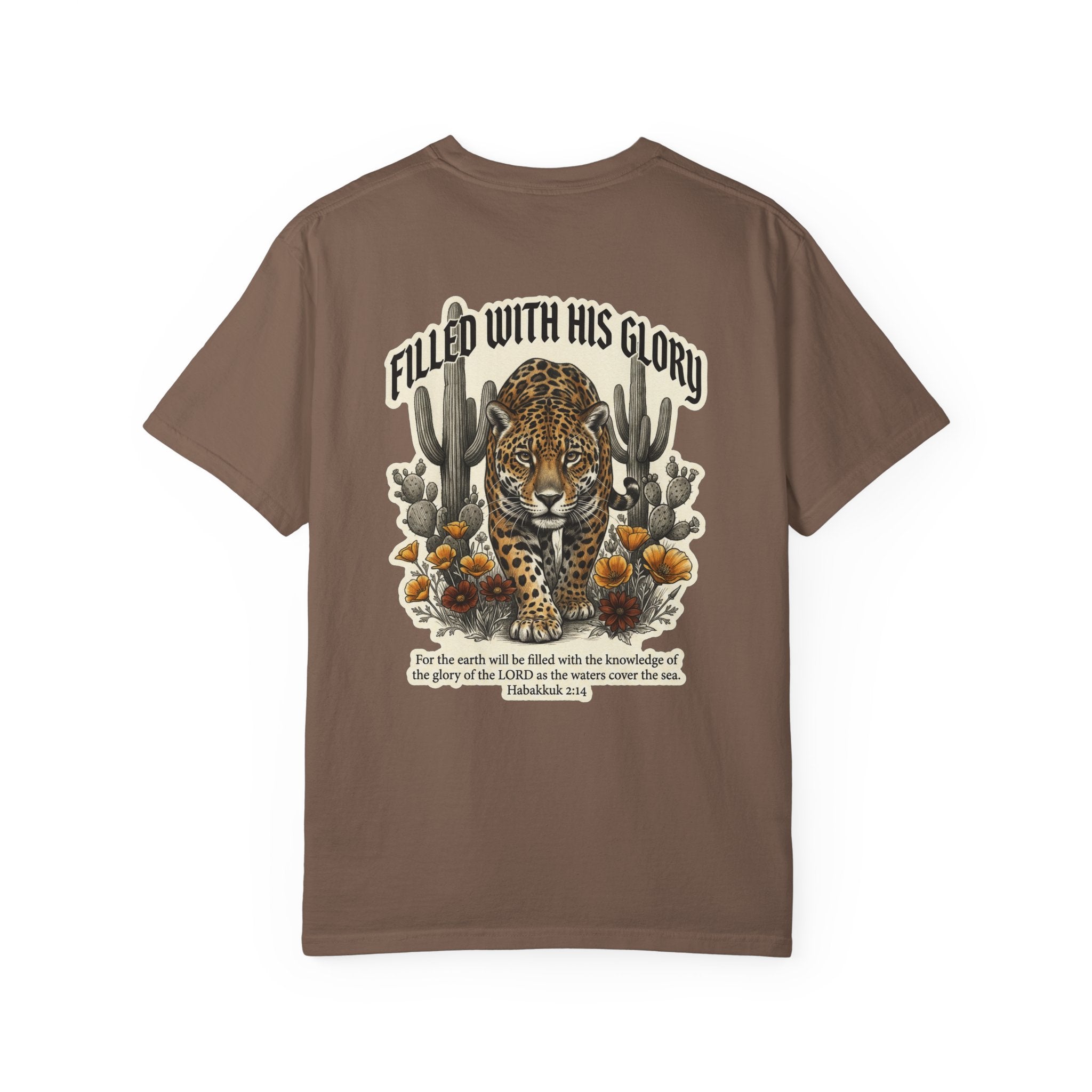 Christian Tee — 'Filled With His Glory' Leopard Cross T‑Shirt