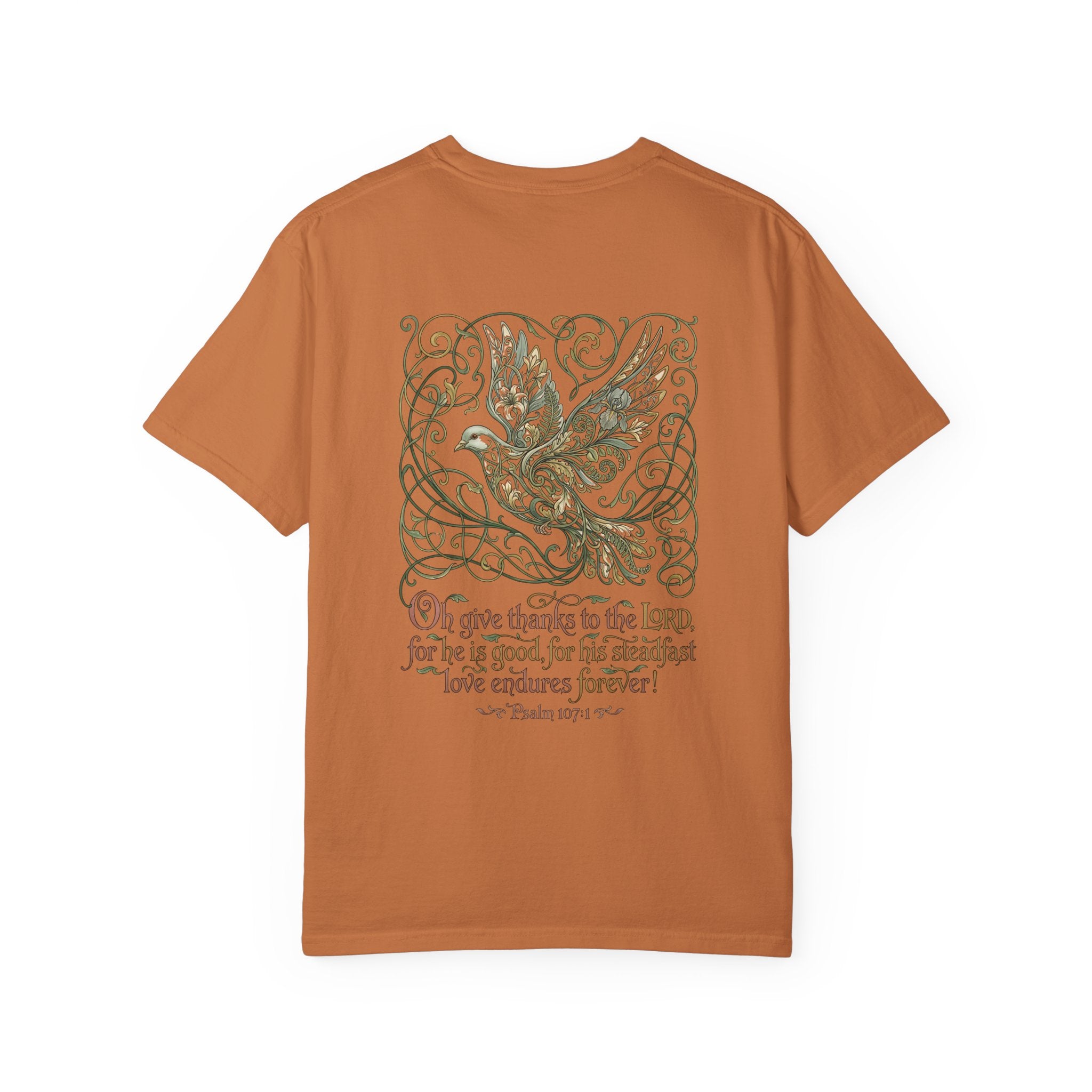 Christian Cross T-Shirt — ‘Give Thanks to the Lord’ Dove Graphic Tee