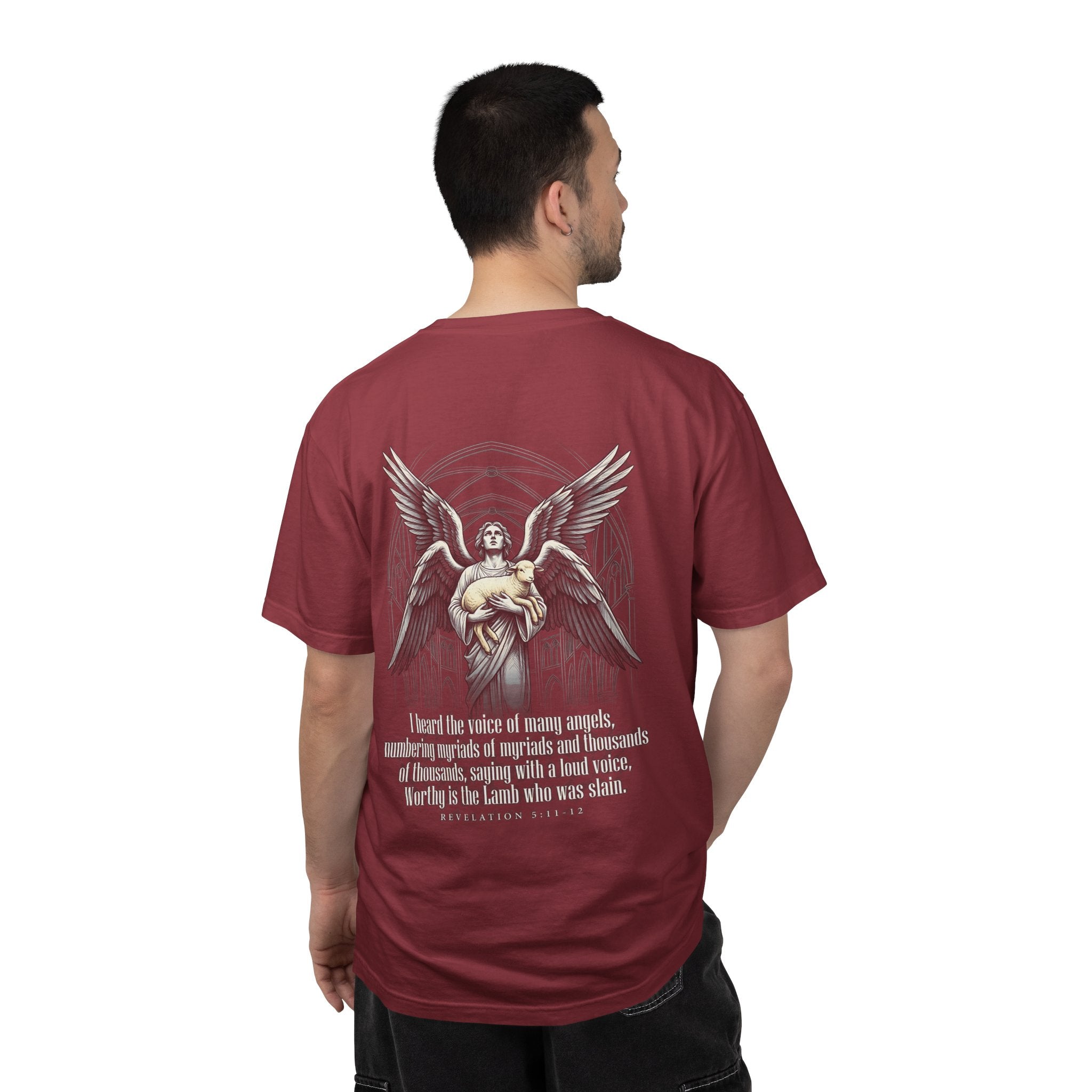 Christian Angel Cross T-Shirt — Inspirational Scripture Back Graphic