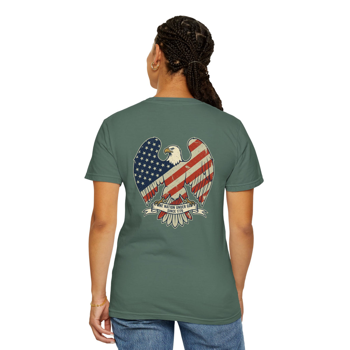 Patriotic Eagle T-Shirt — 'America' Vintage Flag Graphic