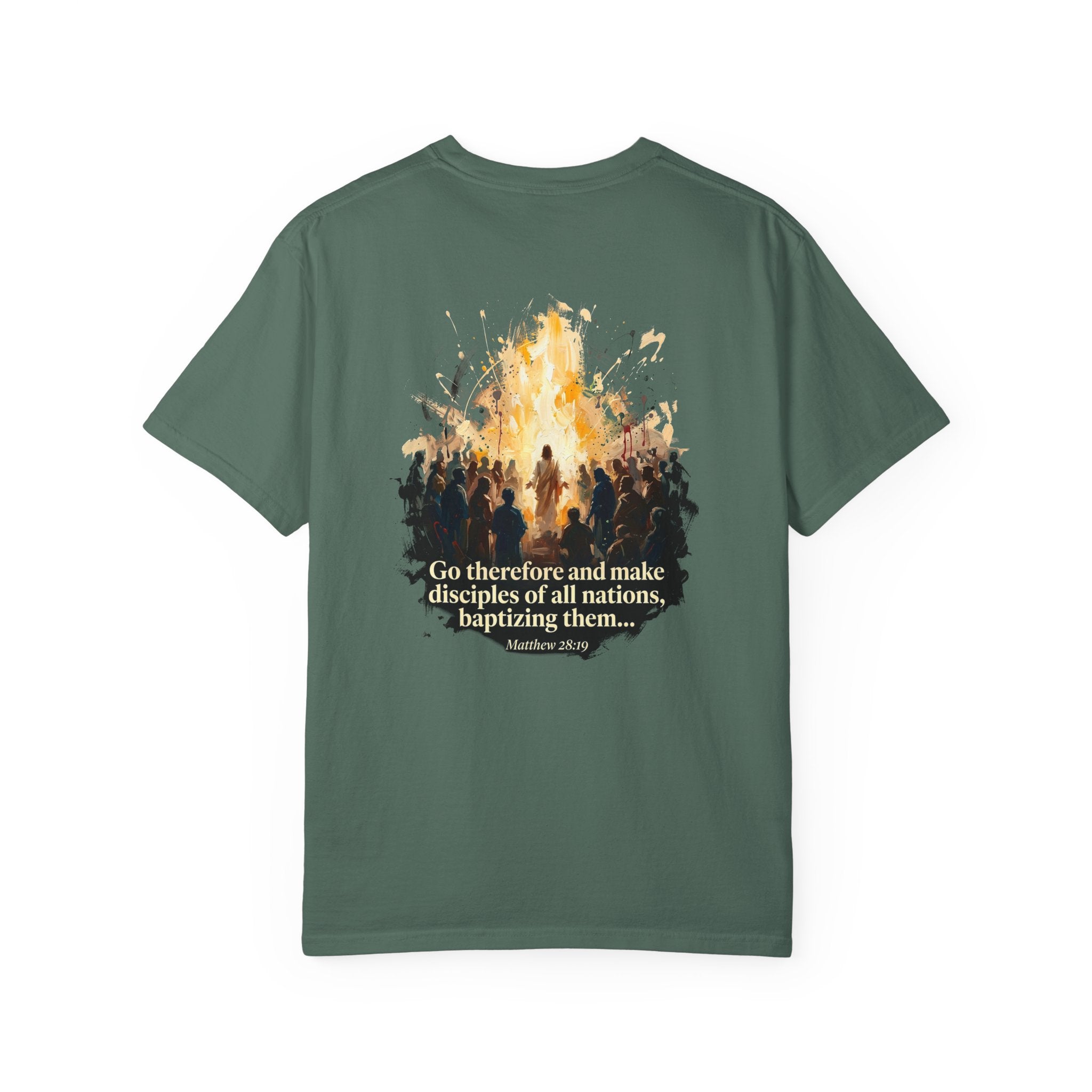 Christian Cross T-Shirt — "Go therefore and make disciples" Baptism Ministry Tee