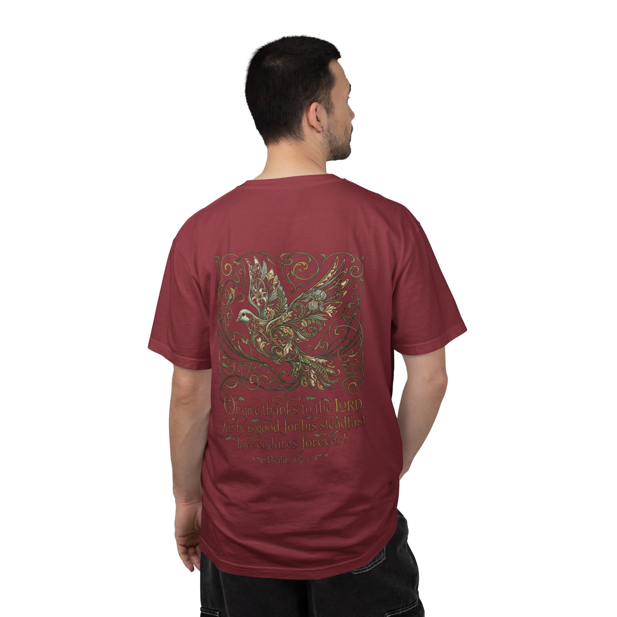 Christian Cross T-Shirt — ‘Give Thanks to the Lord’ Dove Graphic Tee