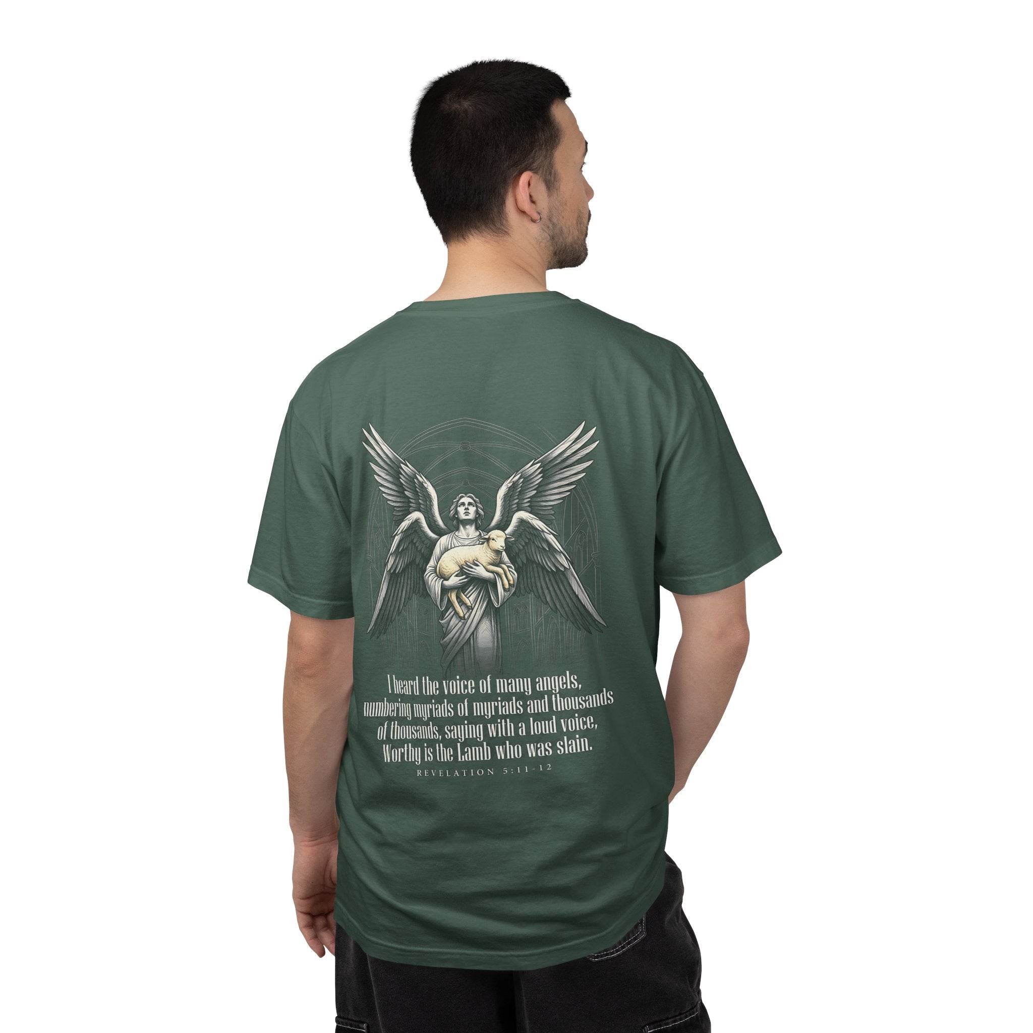 Christian Angel Cross T-Shirt — Inspirational Scripture Back Graphic