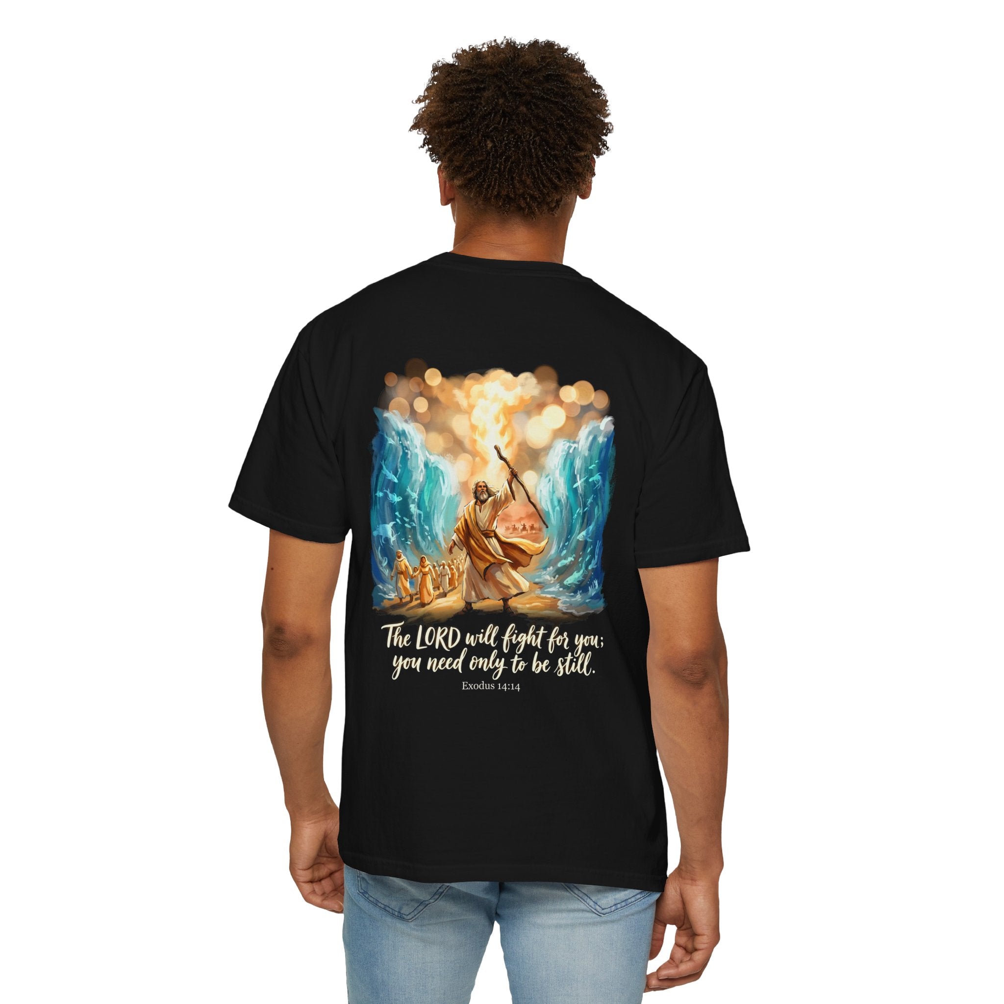 Christian Cross T-Shirt — Exodus 14:14 'The LORD Will Fight for You' Graphic Tee