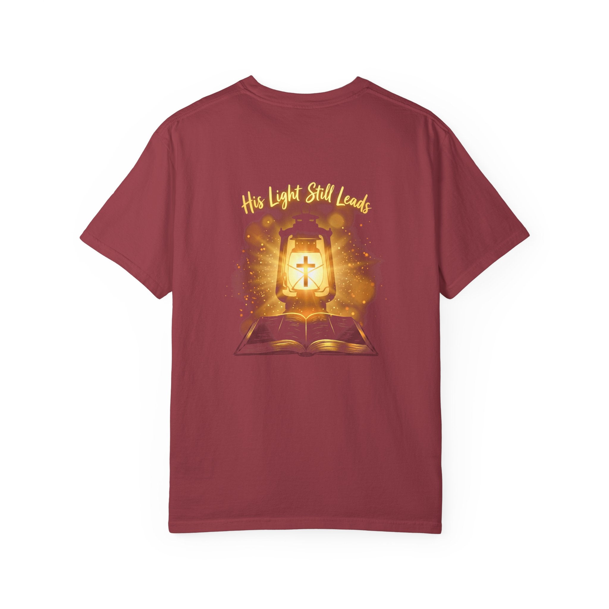 Christian Cross T-Shirt — “His Light Still Leads” Bible Graphic Tee