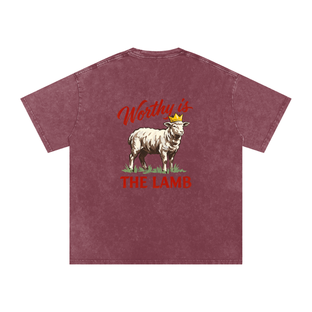 Worthy  is the Lamb Snow Washed Oversized Cotton T-Shirt
