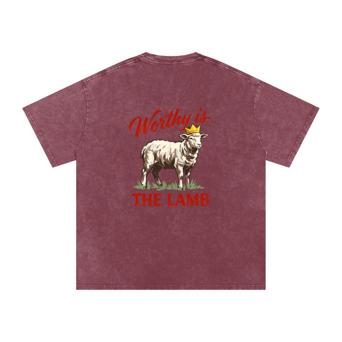 Worthy  is the Lamb Snow Washed Oversized Cotton T-Shirt