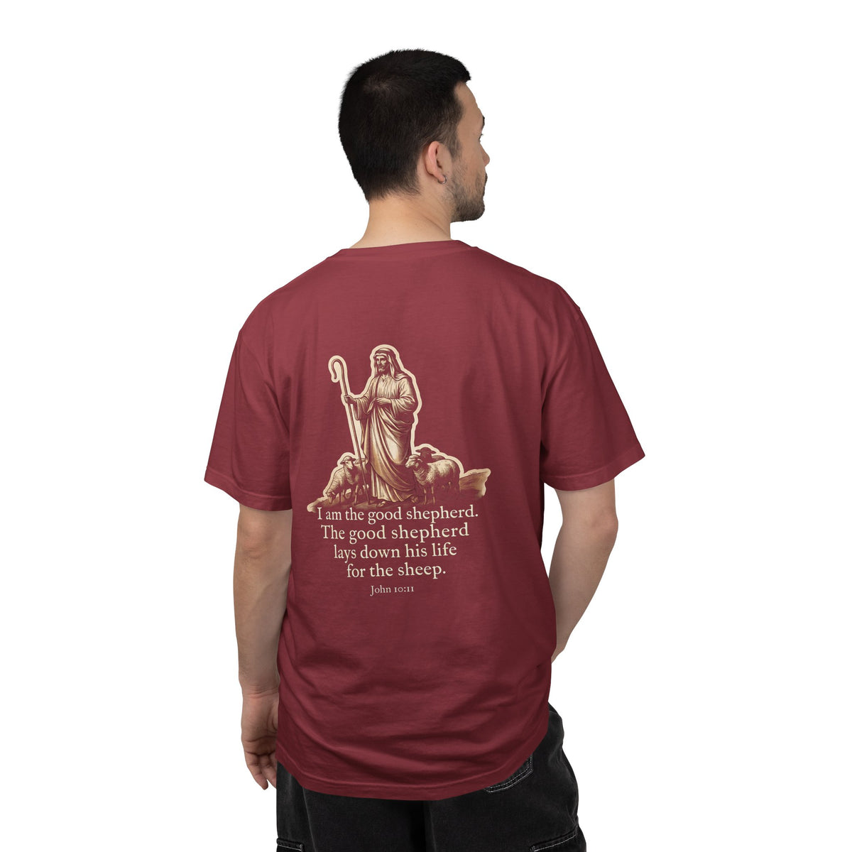 Christian Shepherd Graphic T-Shirt — "I am the good shepherd" Bible Verse Tee