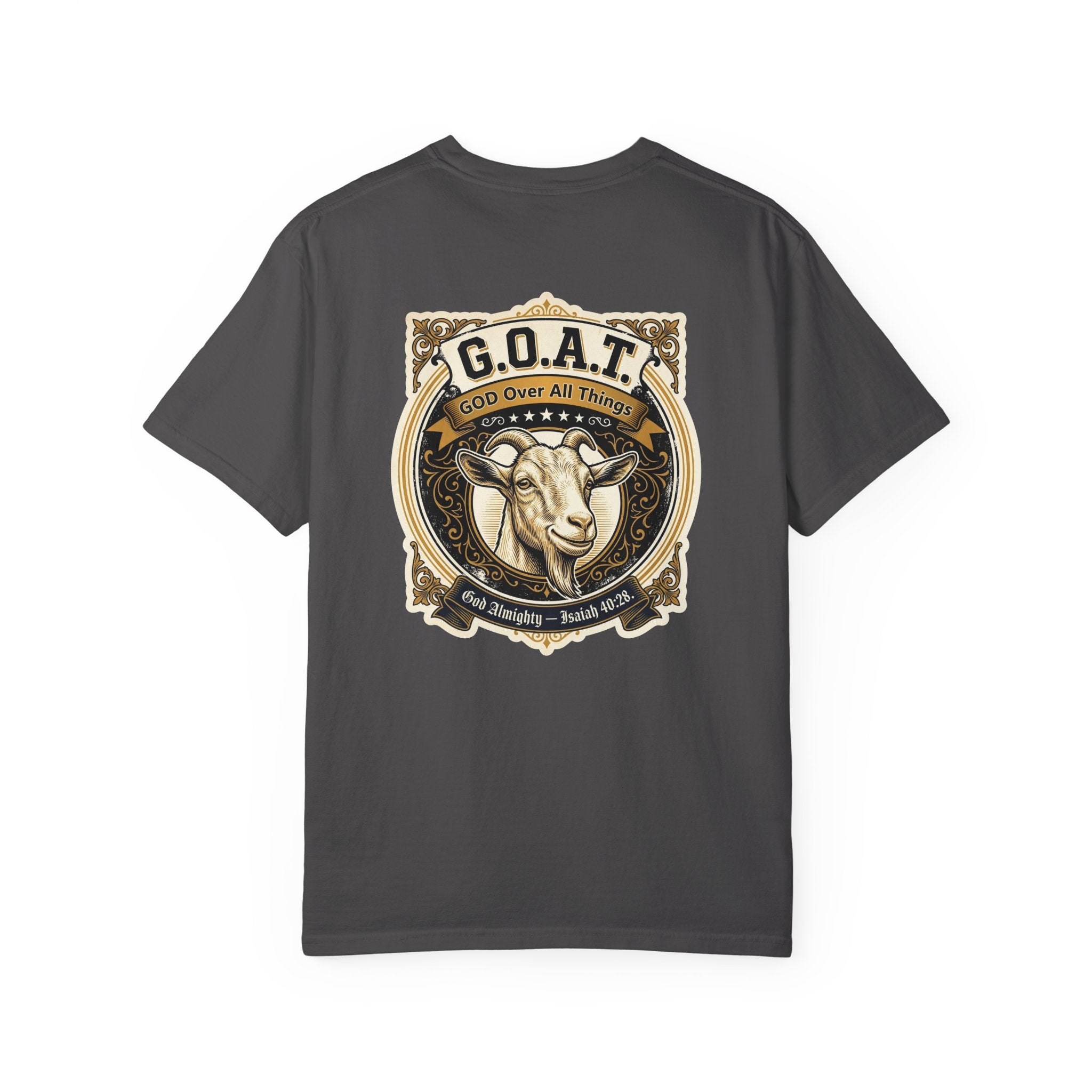 GOAT Graphic T-Shirt — Vintage Three Crosses & Goat Emblem