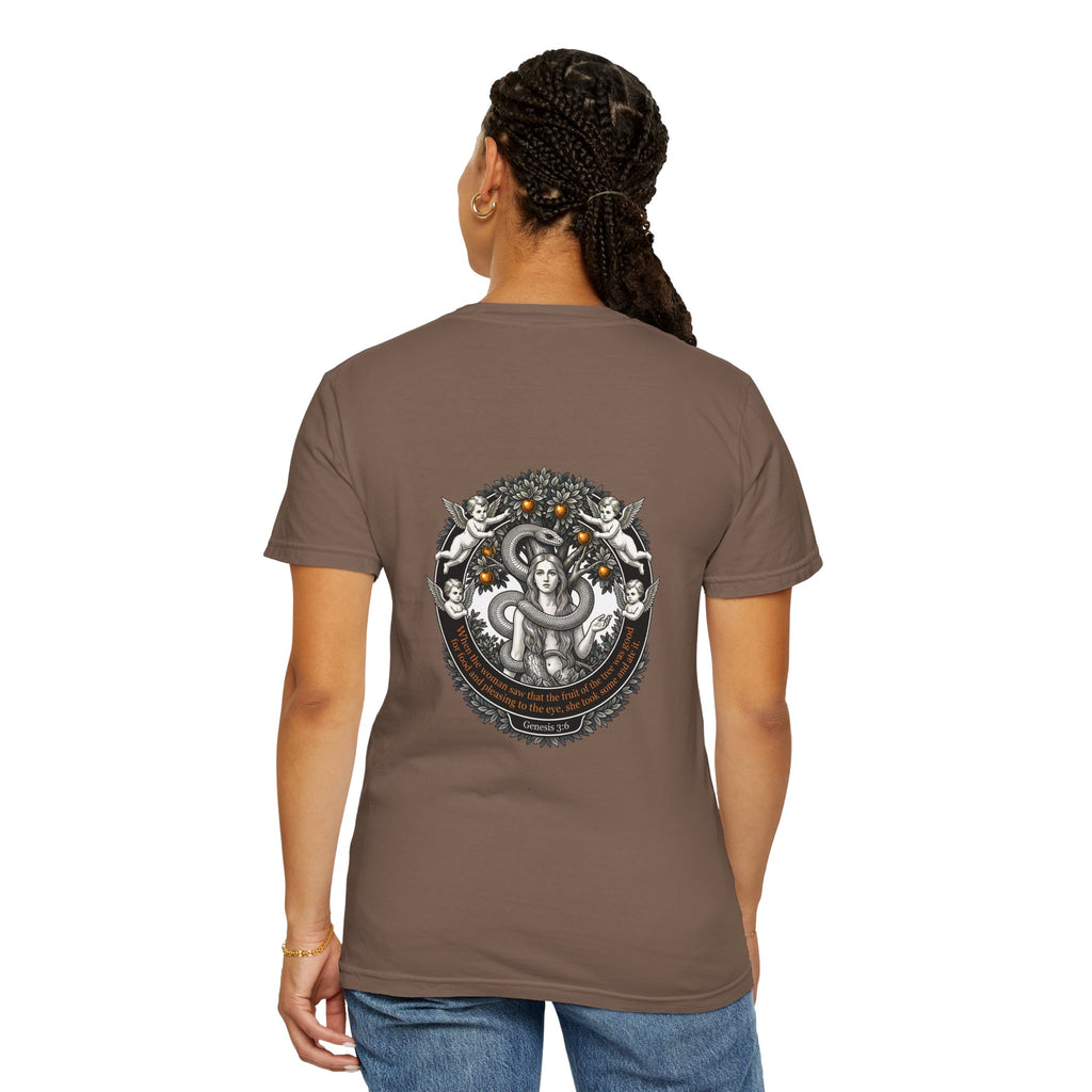 Religious Graphic T-Shirt — Vintage Cross Front & Ornate Back Illustration