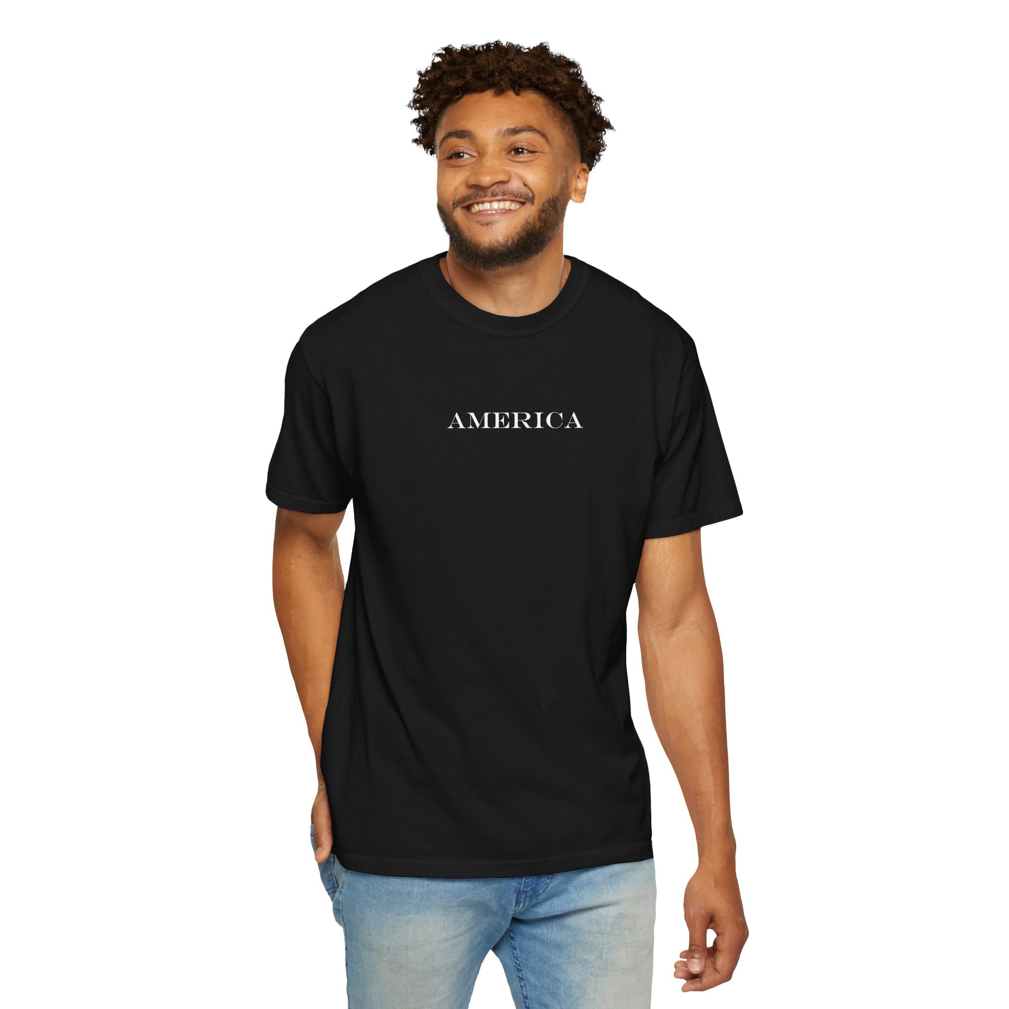 America Graphic T-Shirt — United States Vintage Statue of Liberty Back Print
