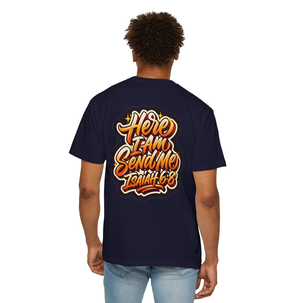 Christian Cross T-Shirt — "Here I Am, Send Me" Isaiah 6:8 Graphic Tee