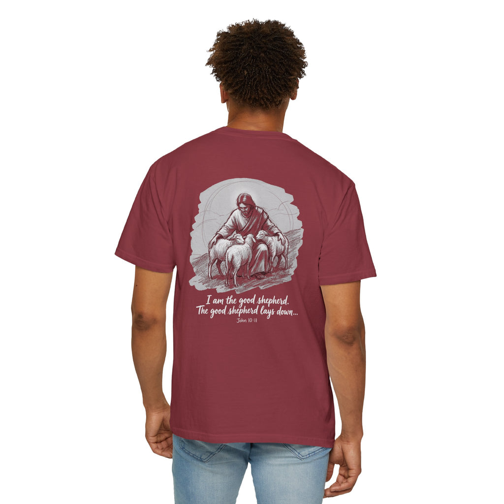 Christian T-Shirt — 'I Am the Good Shepherd' Graphic Tee with Cross