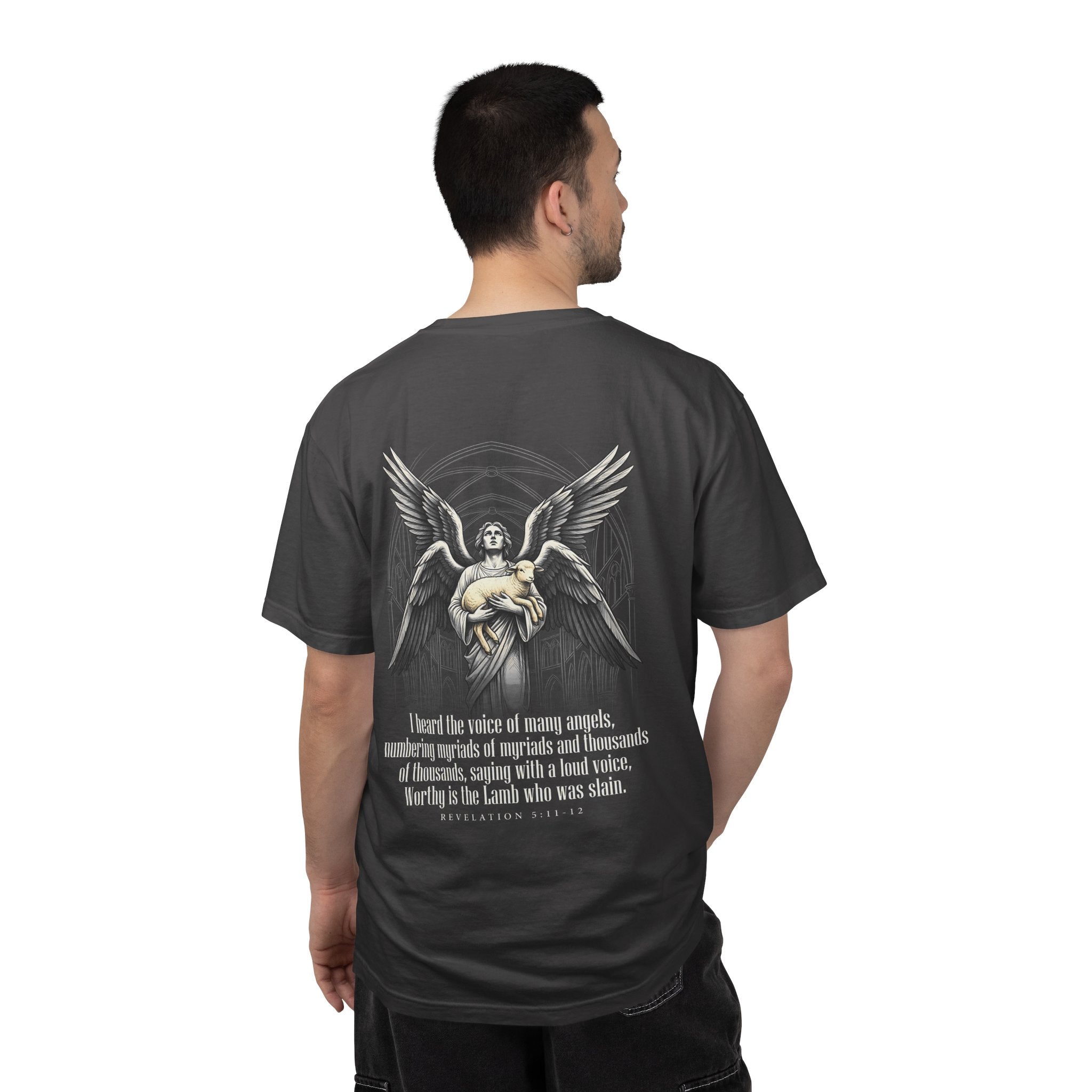 Christian Angel Cross T-Shirt — Inspirational Scripture Back Graphic