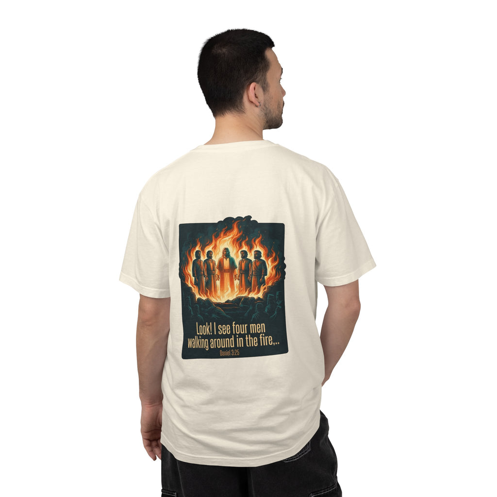Christian Cross T-Shirt — ‘I see four men walking around in the fire’ Graphic Tee