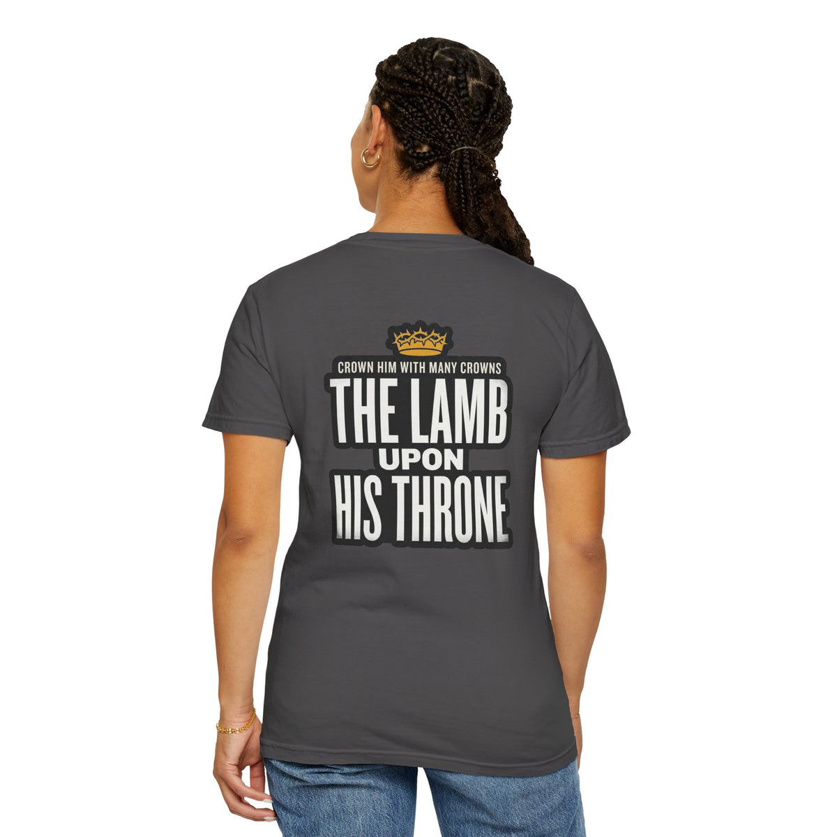 Christian Cross T-Shirt — "The Lamb Upon His Throne" Graphic Tee