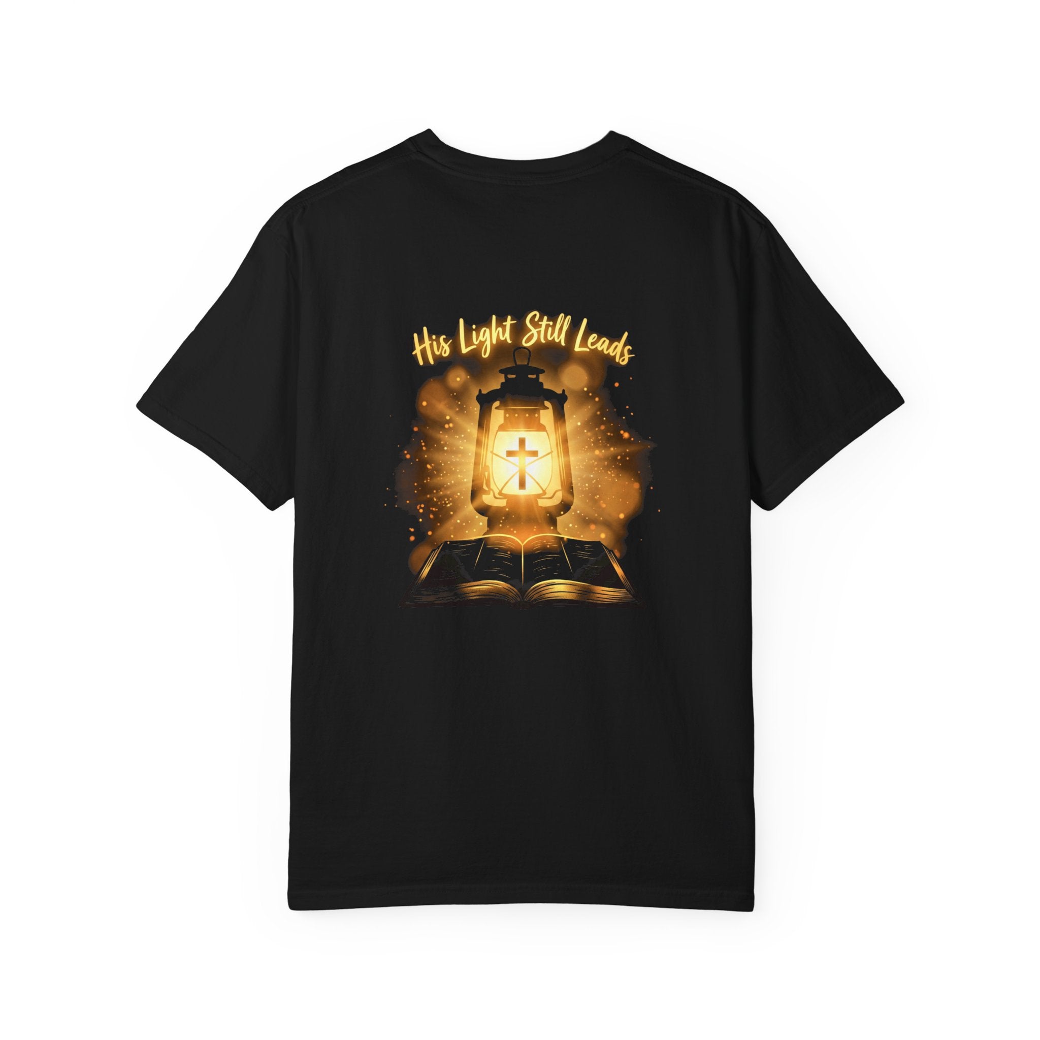 Christian Cross T-Shirt — “His Light Still Leads” Bible Graphic Tee