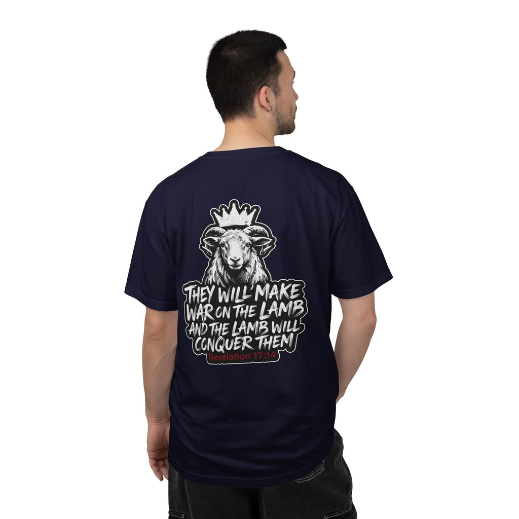 Christian Lamb Graphic T-Shirt — "They Will Make War on the Lamb" Back Design