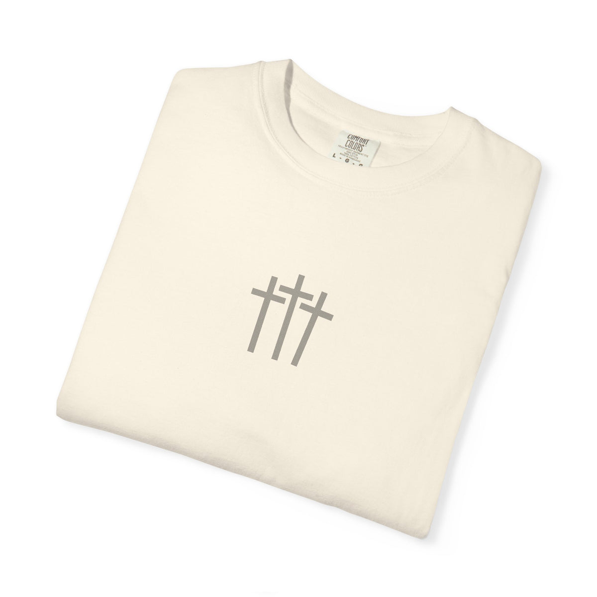 Christian Dove T-Shirt — Three Crosses Front & Dove Back with Scripture