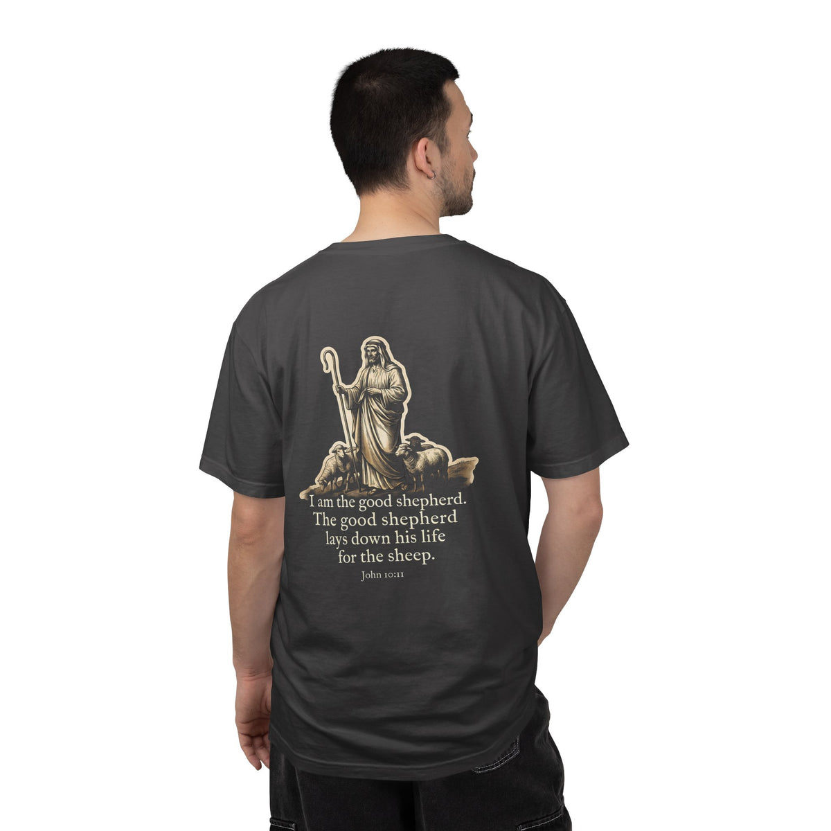 Christian Shepherd Graphic T-Shirt — "I am the good shepherd" Bible Verse Tee