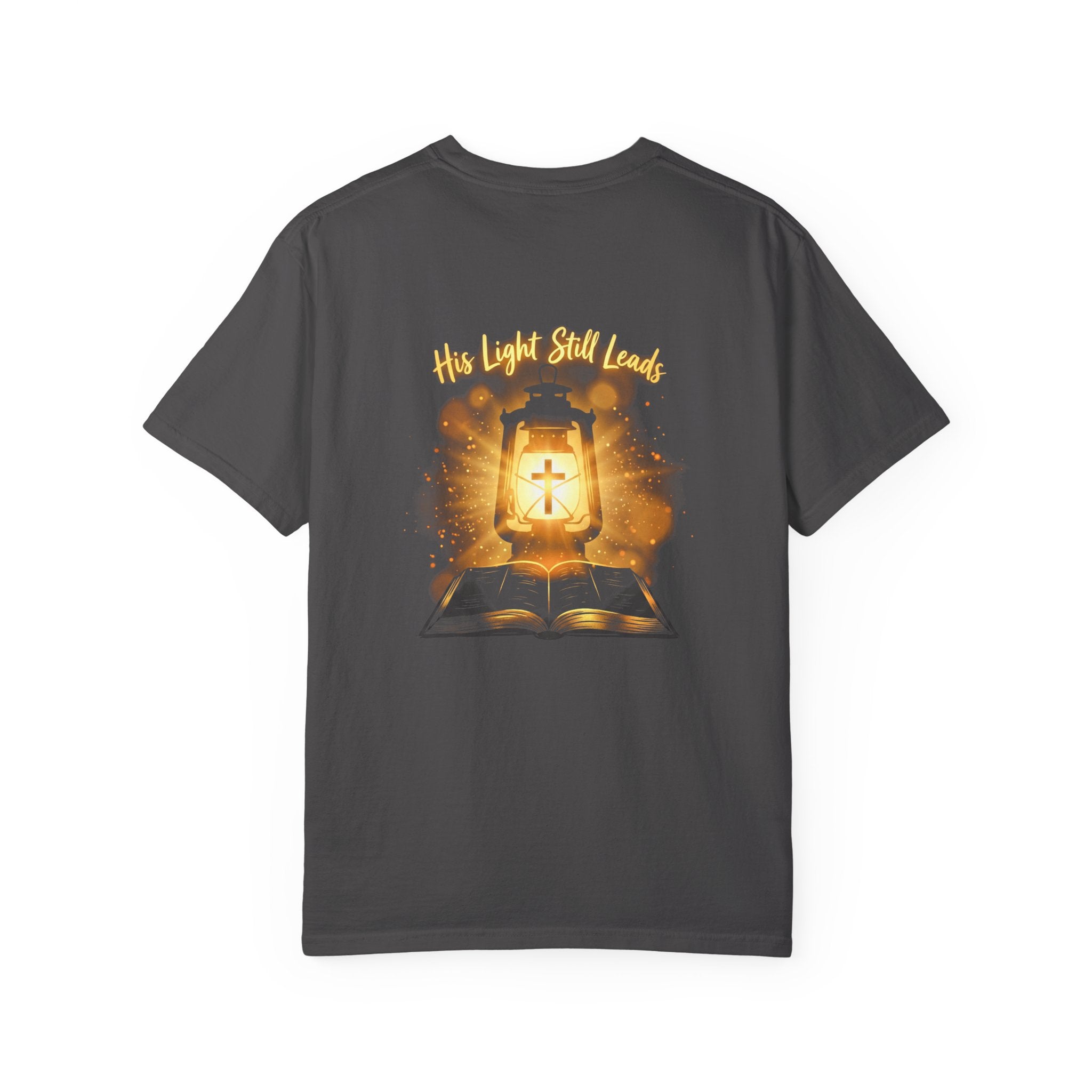 Christian Cross T-Shirt — “His Light Still Leads” Bible Graphic Tee