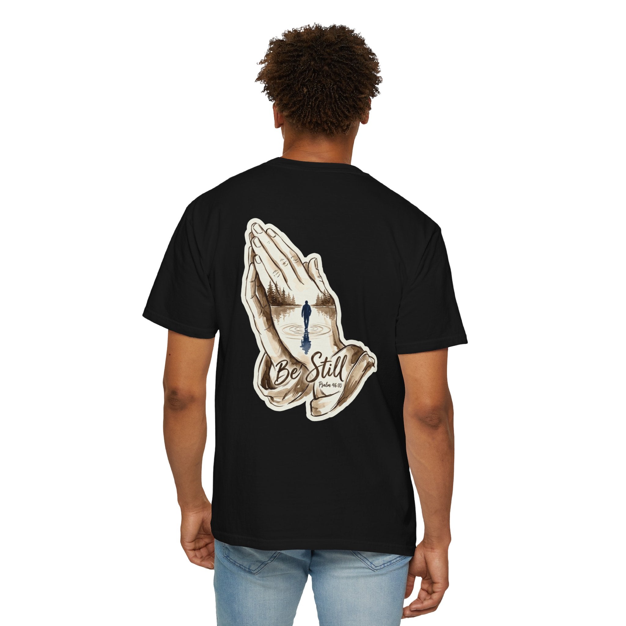 Be Still Prayer T-Shirt — Christian Faith Graphic Tee with Crosses