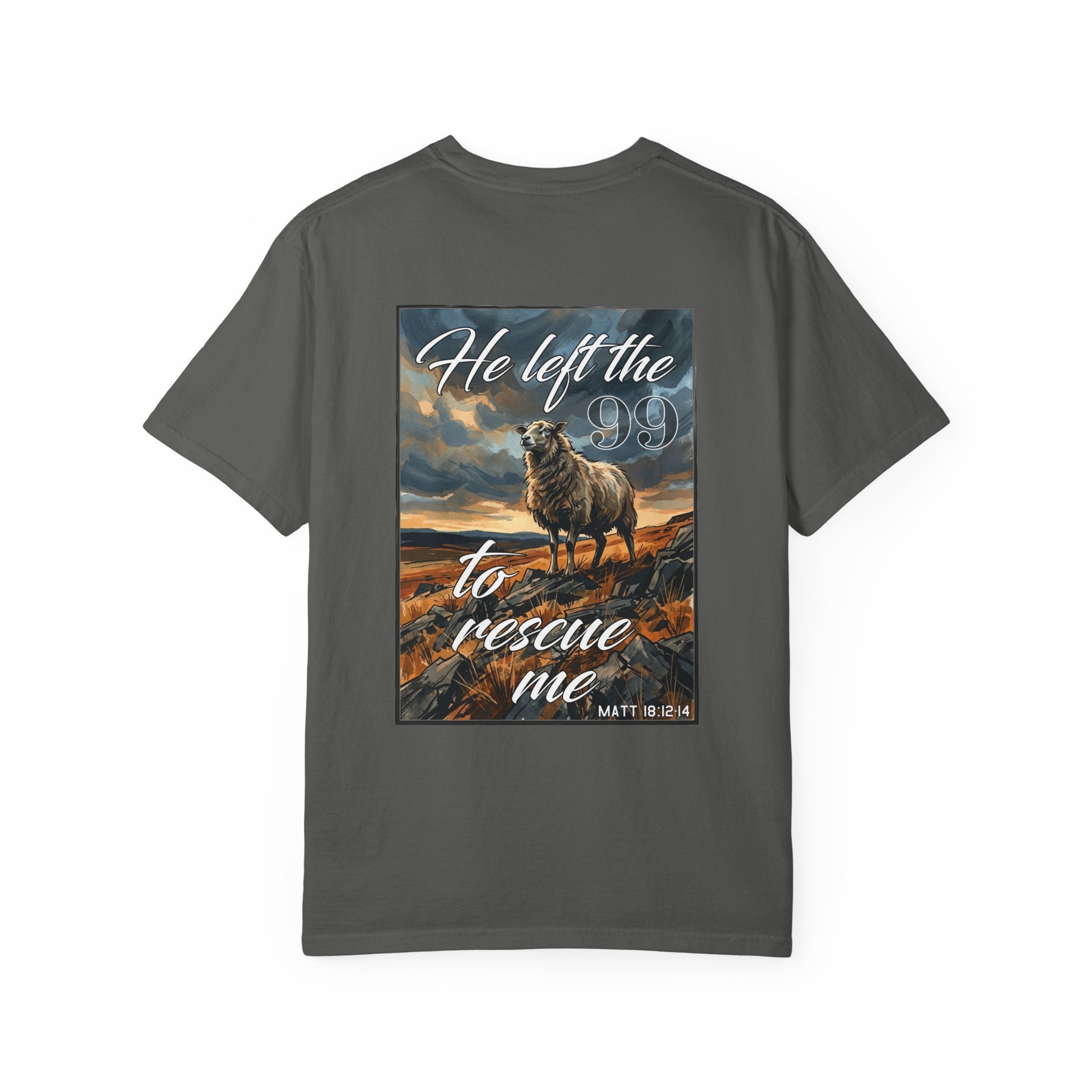 Christian Shepherd T-Shirt — "He Left the 99 to Rescue Me" Graphic Tee