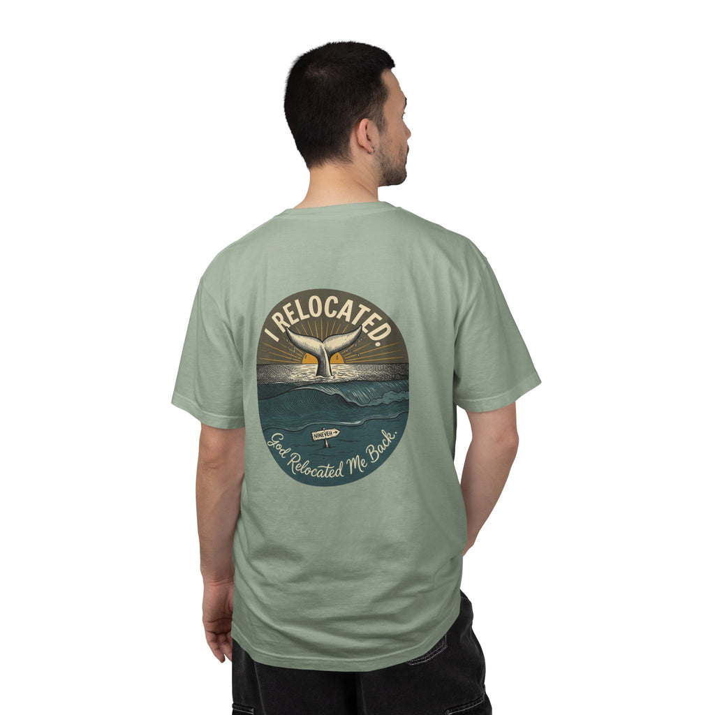 Relocated Whale Tail T-Shirt — “I Relocated” Retro Ocean Graphic Tee