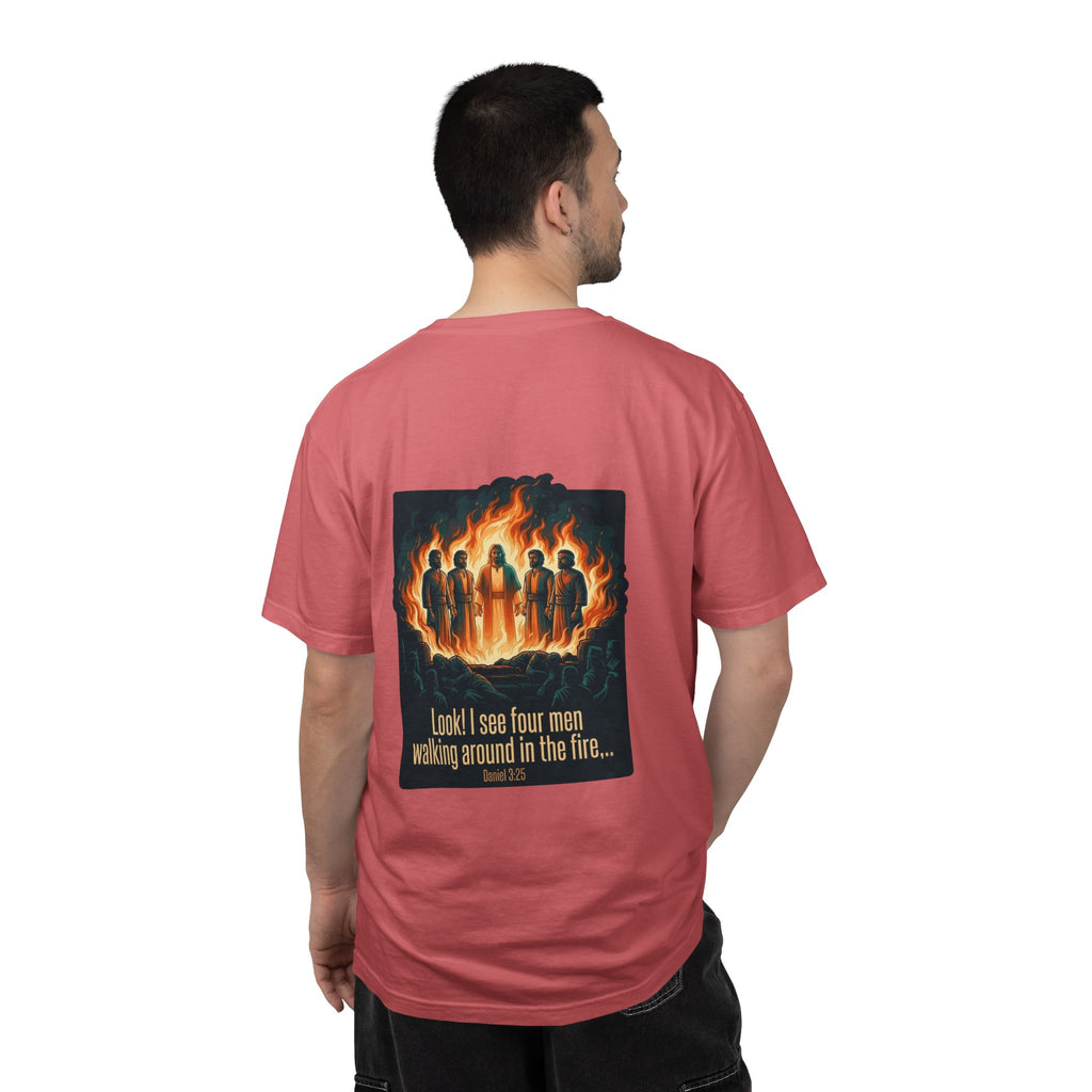 Christian Cross T-Shirt — ‘I see four men walking around in the fire’ Graphic Tee