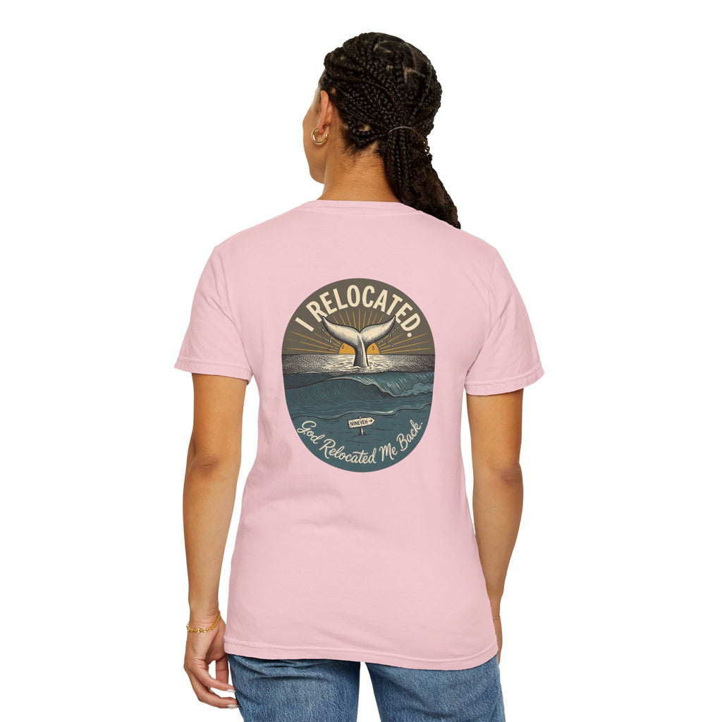 Relocated Whale Tail T-Shirt — “I Relocated” Retro Ocean Graphic Tee