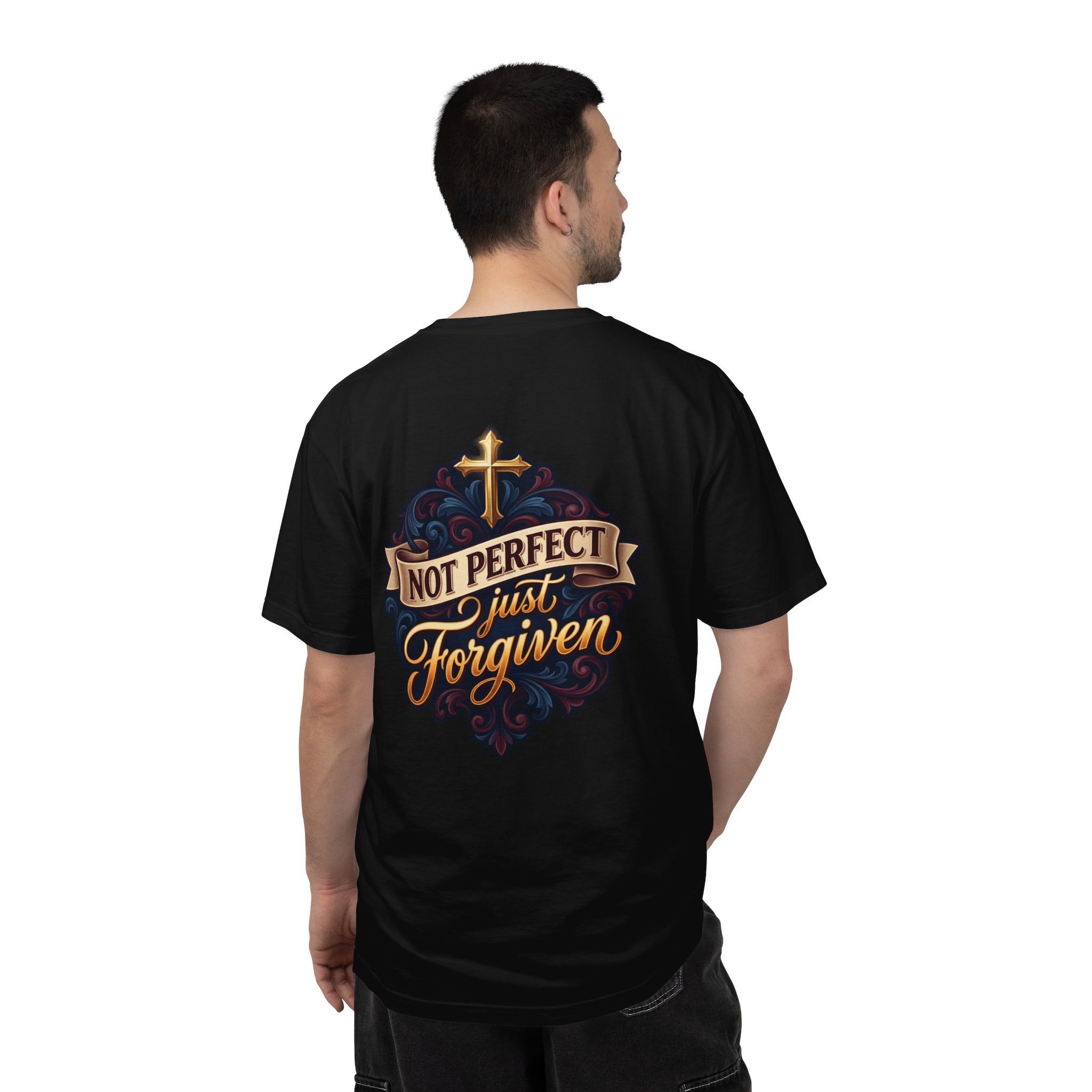 Christian Cross T-Shirt — "Not Perfect, Just Forgiven" Garment-Dyed Tee