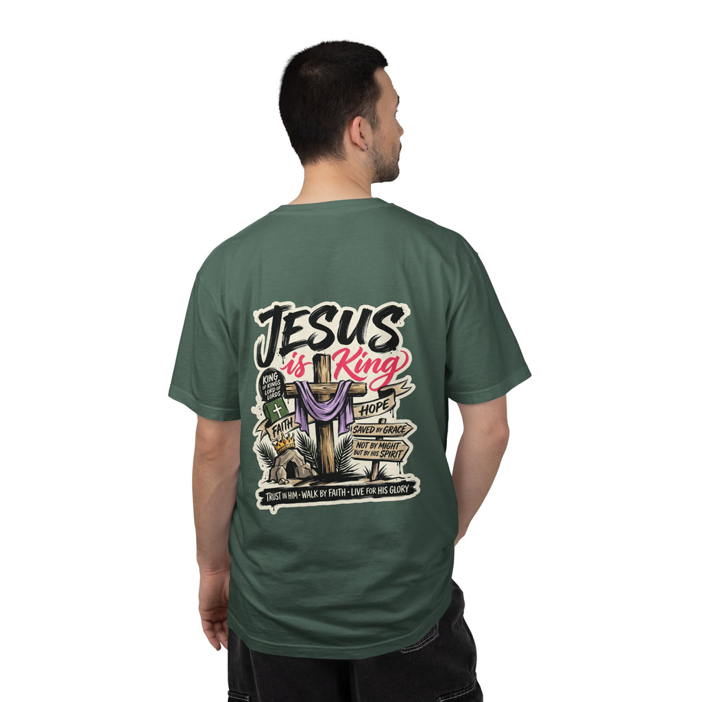 Christian T-Shirt — "Jesus Is King" Cross Graphic Tee