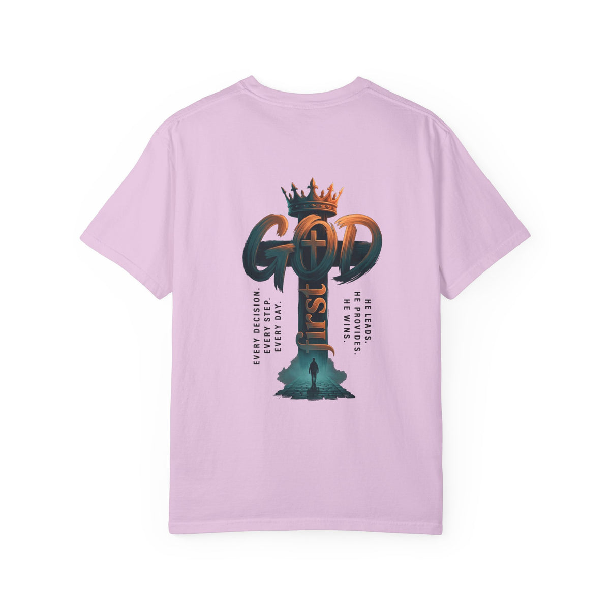 Christian Cross T-Shirt — 'God Is King' Back Graphic Tee