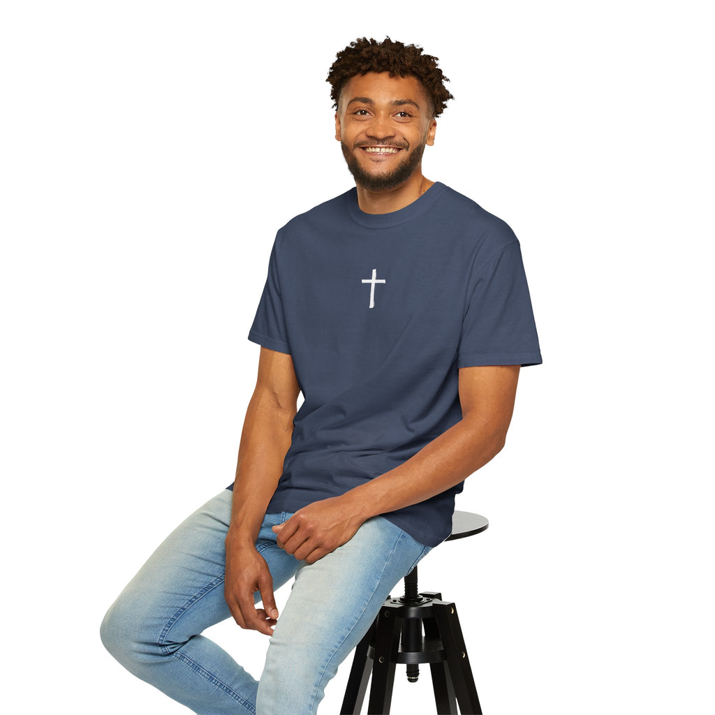 Christian Cross T-Shirt — "The harvest is plentiful, but the laborers are few" Back Graphic