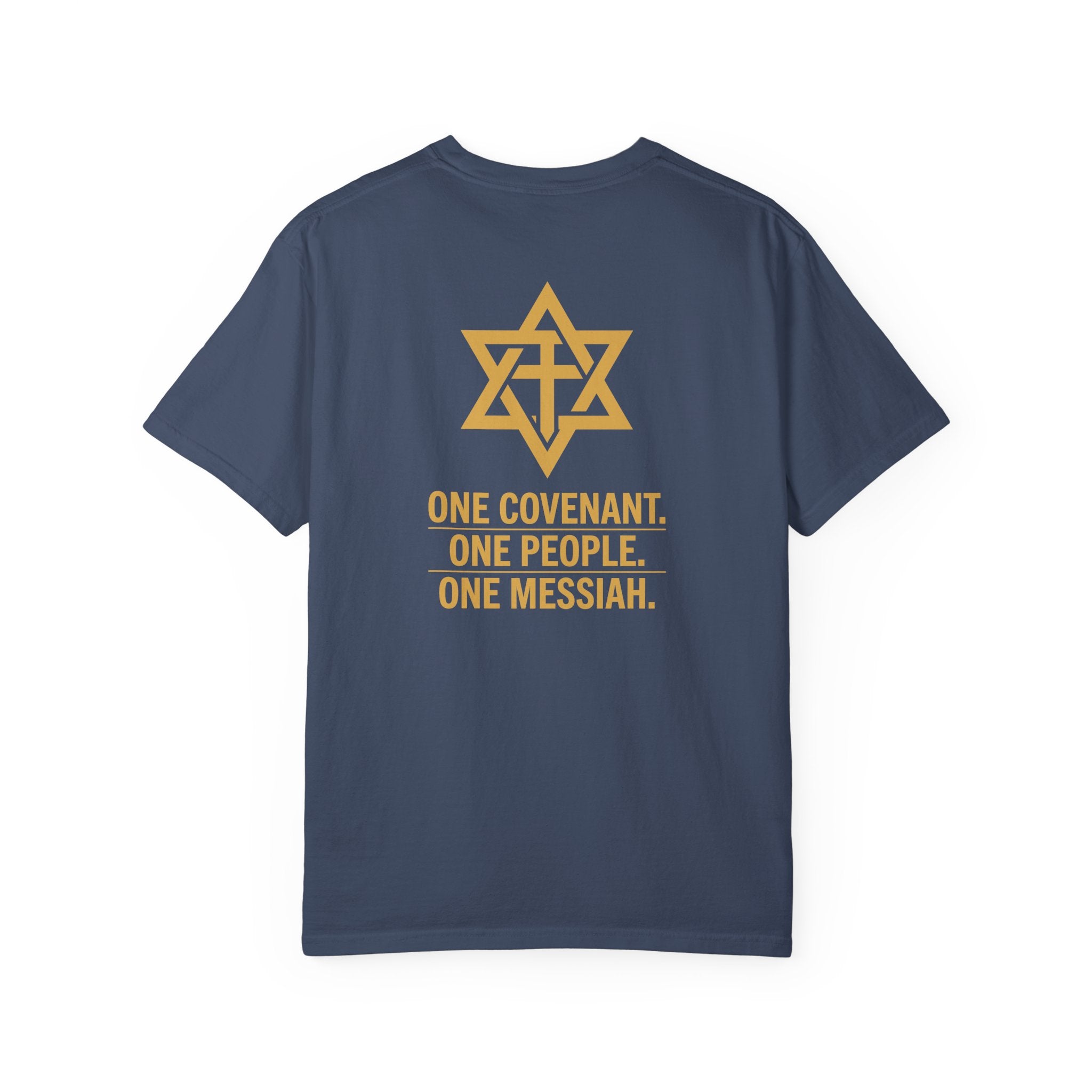 One Covenant One People One Messiah T-Shirt — Interfaith Star & Cross Design