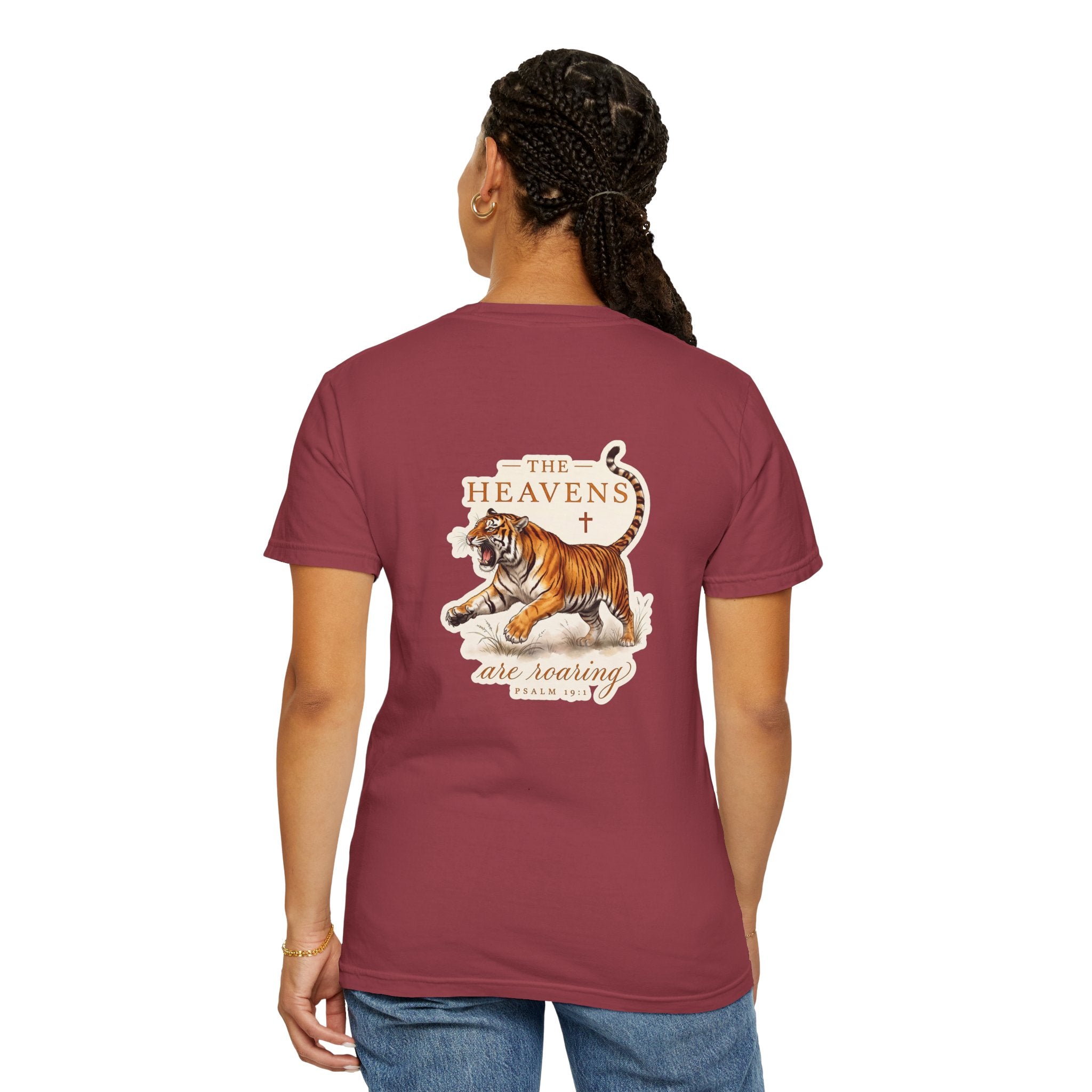 Christian Tiger T-Shirt — “The Heavens Are Roaring” Garment-Dyed Tee