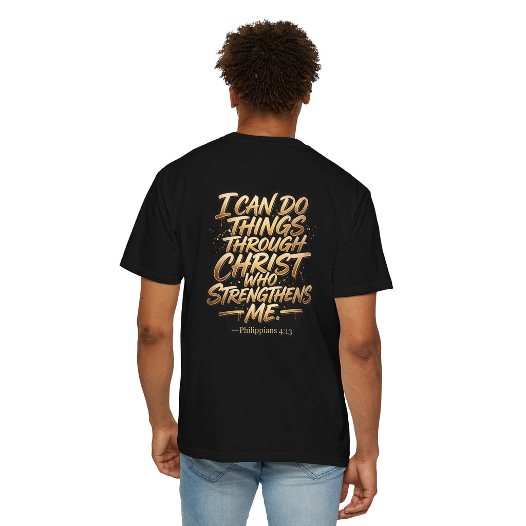 Christian Cross T-Shirt — "I Can Do All Things Through Christ" Scripture Tee