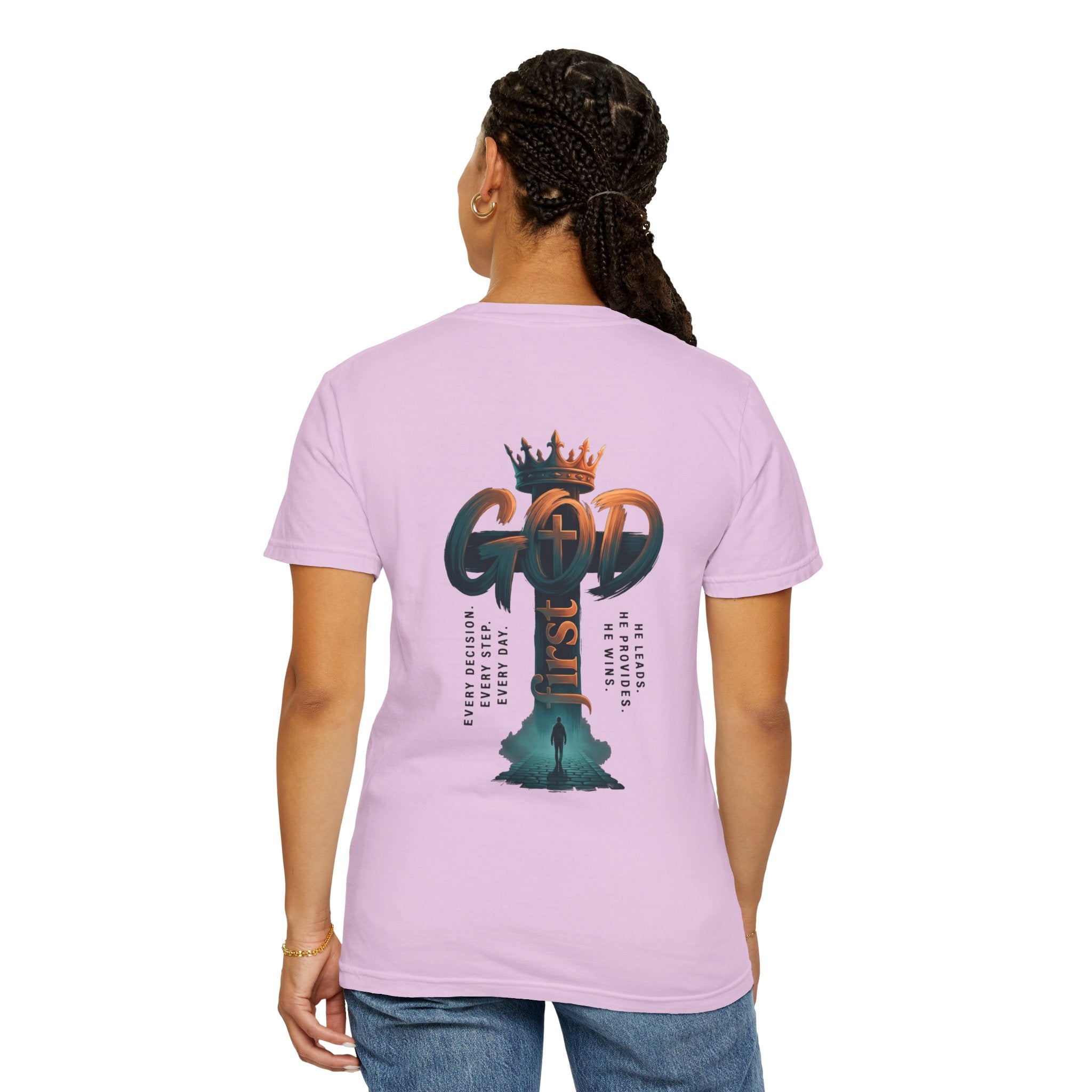 Christian Cross T-Shirt — 'God Is King' Back Graphic Tee