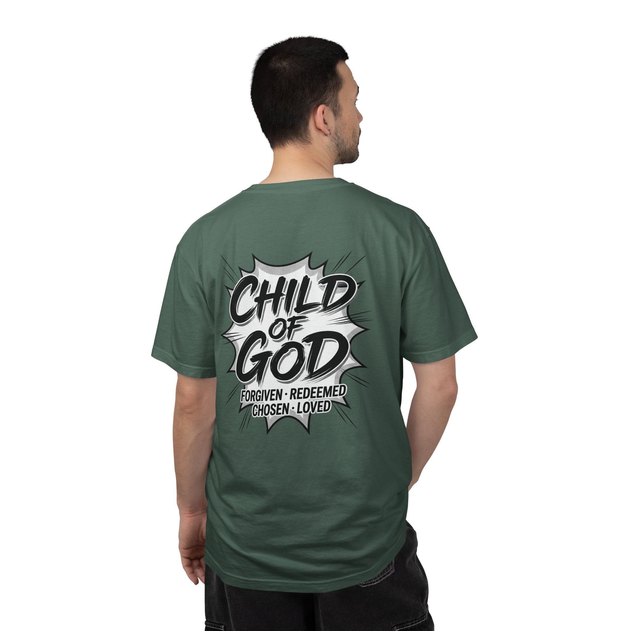 Child of God T-Shirt — Cross Graphic Christian Tee (Forgiven • Redeemed • Chosen • Loved)