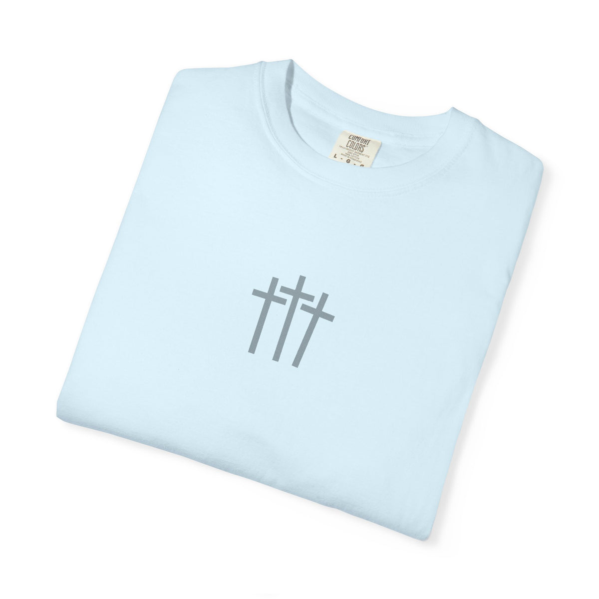 Christian Dove T-Shirt — Three Crosses Front & Dove Back with Scripture