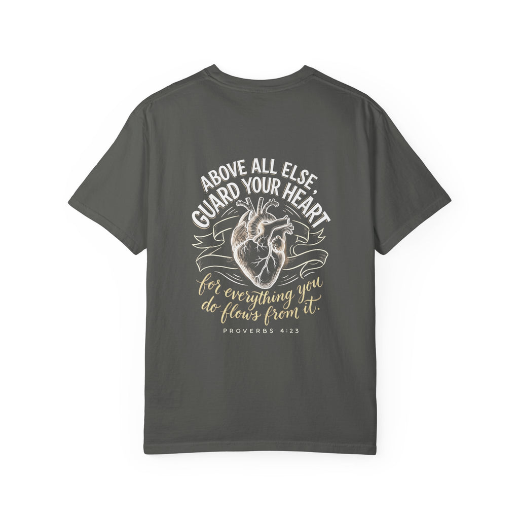 T-Shirt — "Above All Else, Guard Your Heart" Anatomical Heart Christian Tee