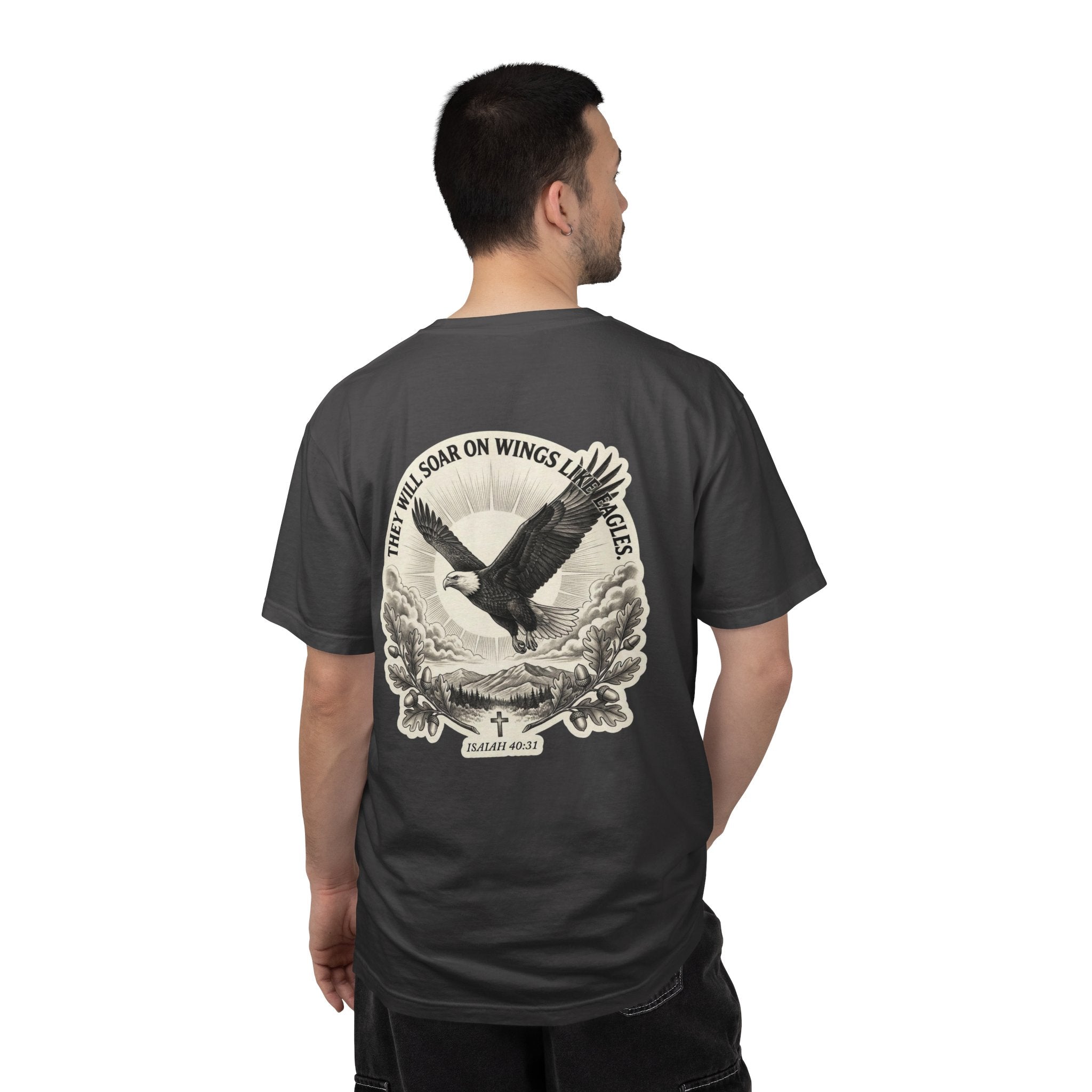Eagle Cross T‑Shirt — 'They Will Soar on Wings' Christian Graphic Tee