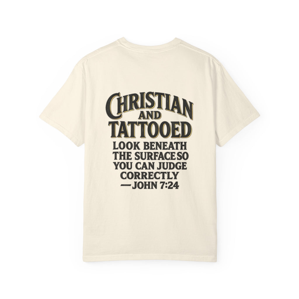 Christian and Tattooed T-Shirt — John 7:24 Cross Graphic Tee