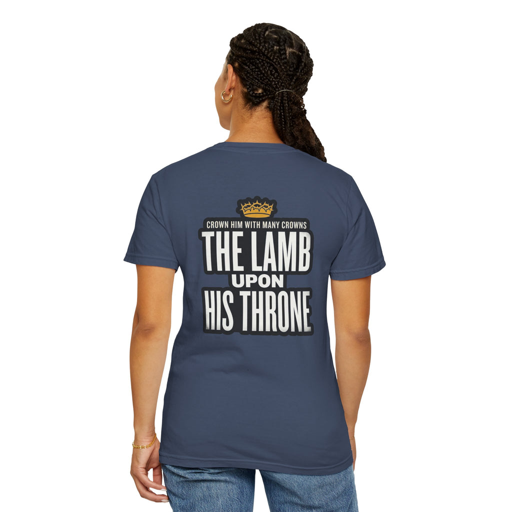 Christian Cross T-Shirt — "The Lamb Upon His Throne" Graphic Tee