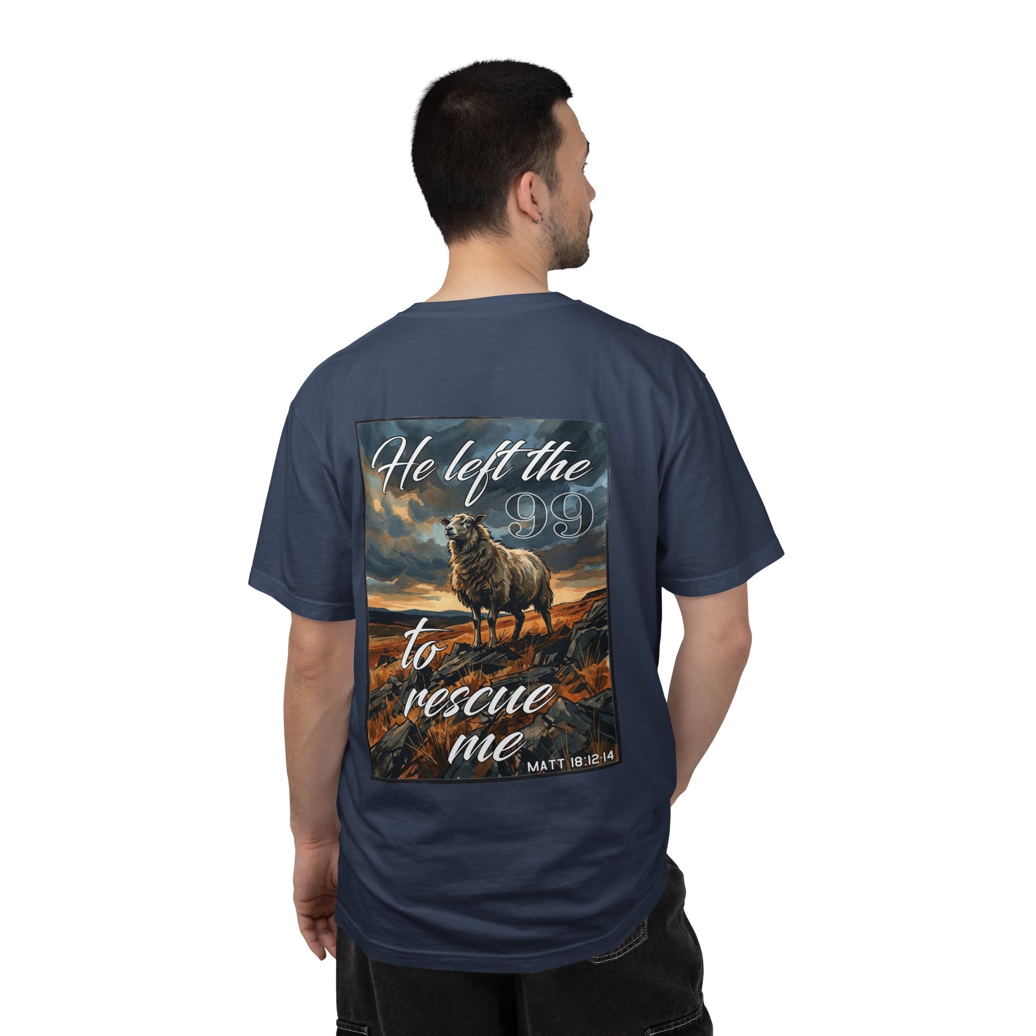 Christian Shepherd T-Shirt — "He Left the 99 to Rescue Me" Graphic Tee