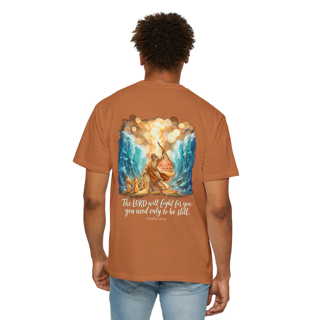 Christian Cross T-Shirt — Exodus 14:14 'The LORD Will Fight for You' Graphic Tee
