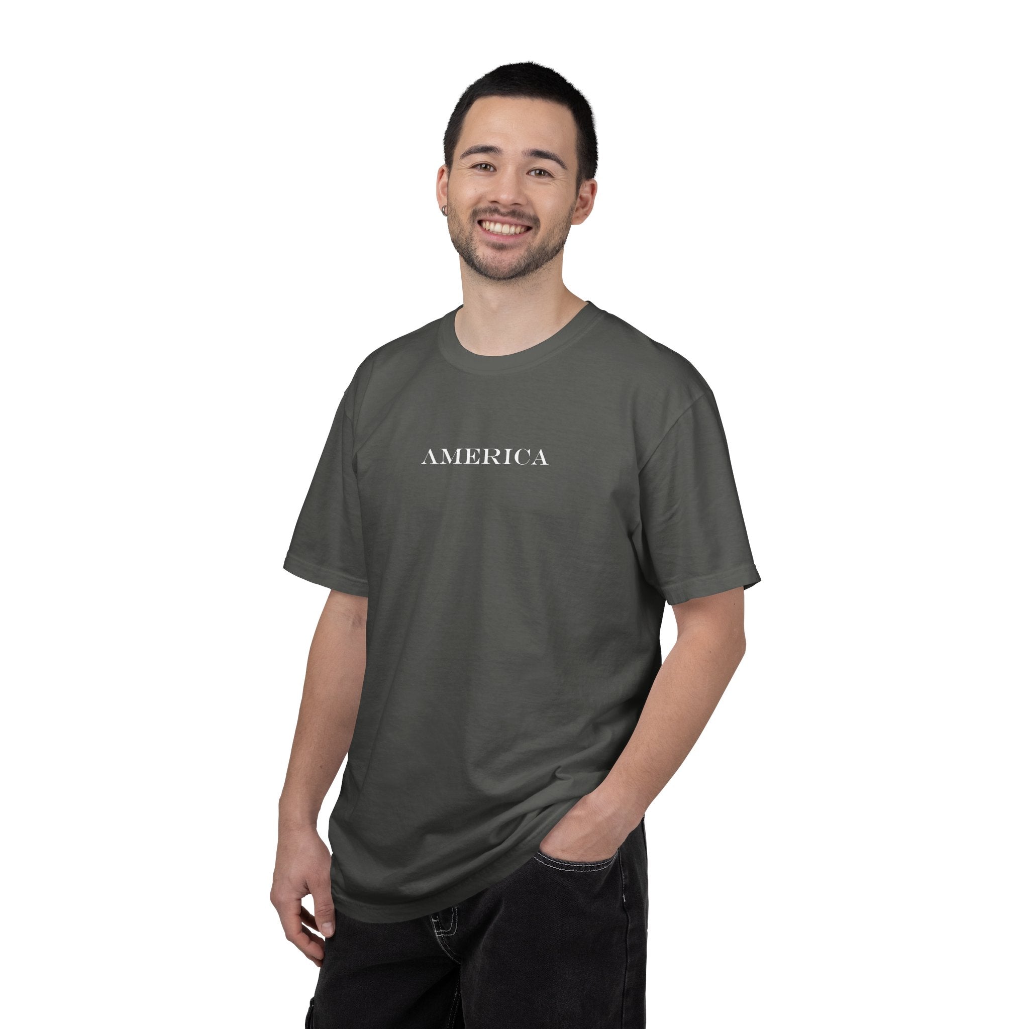 America Graphic T-Shirt — United States Vintage Statue of Liberty Back Print