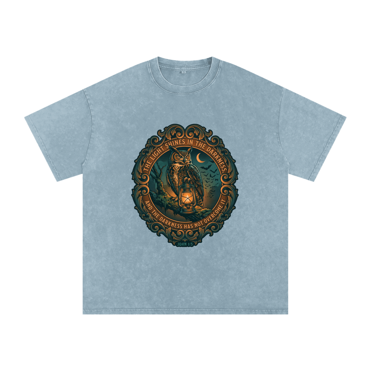 Owl Snow Washed Oversized Cotton T-Shirt