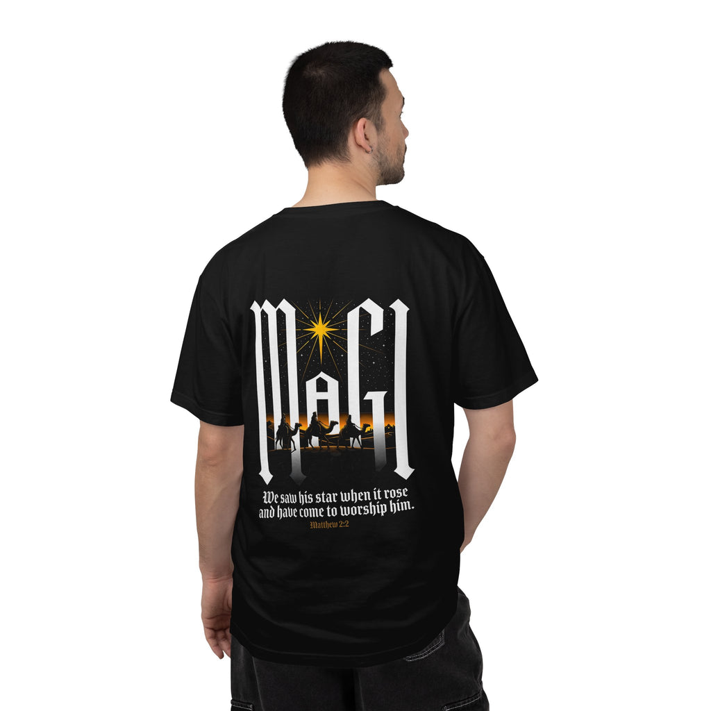 Christian Cross T-Shirt — 'We Saw His Star' Nativity Backprint Tee