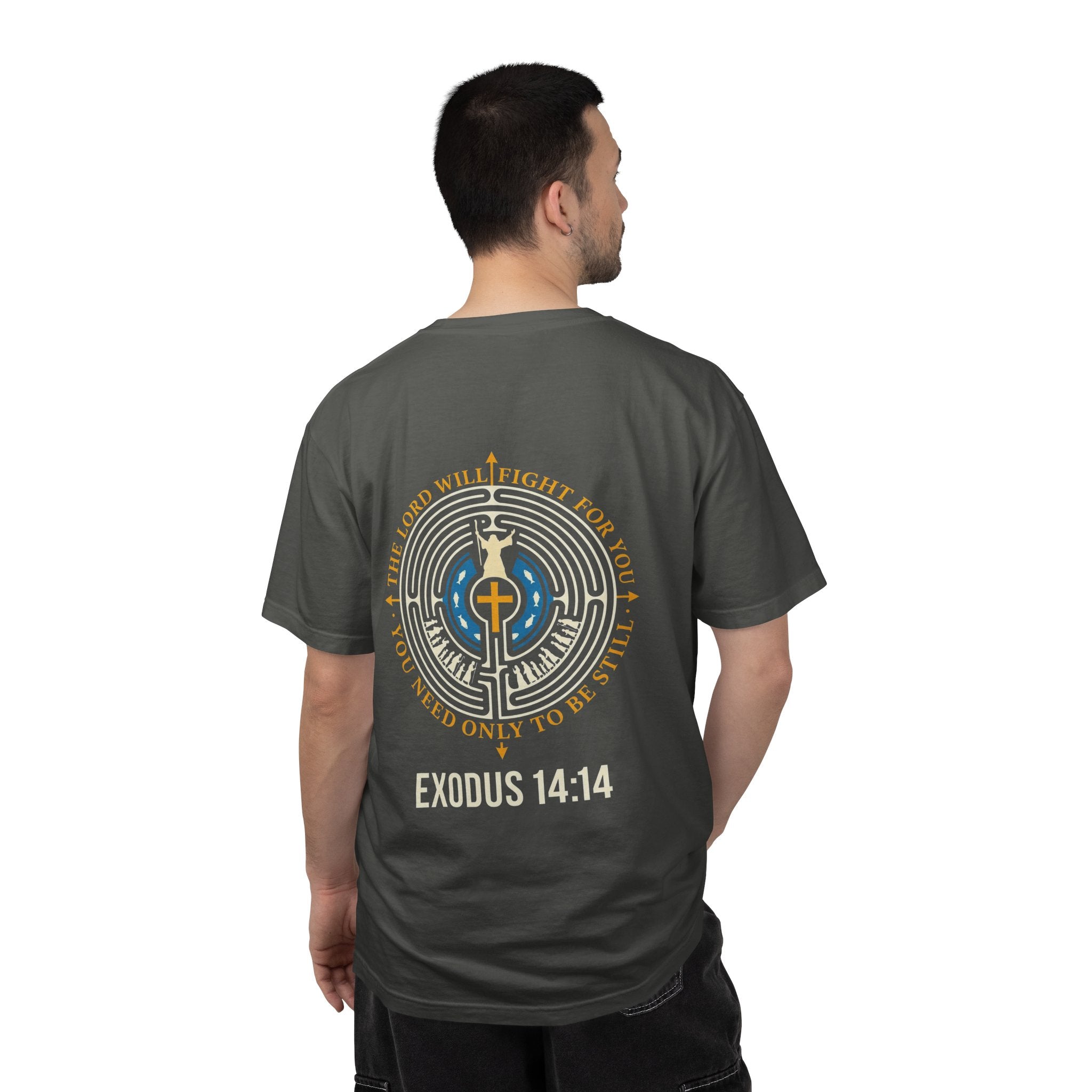 Christian T-Shirt — Exodus 14:14 Cross Graphic Tee